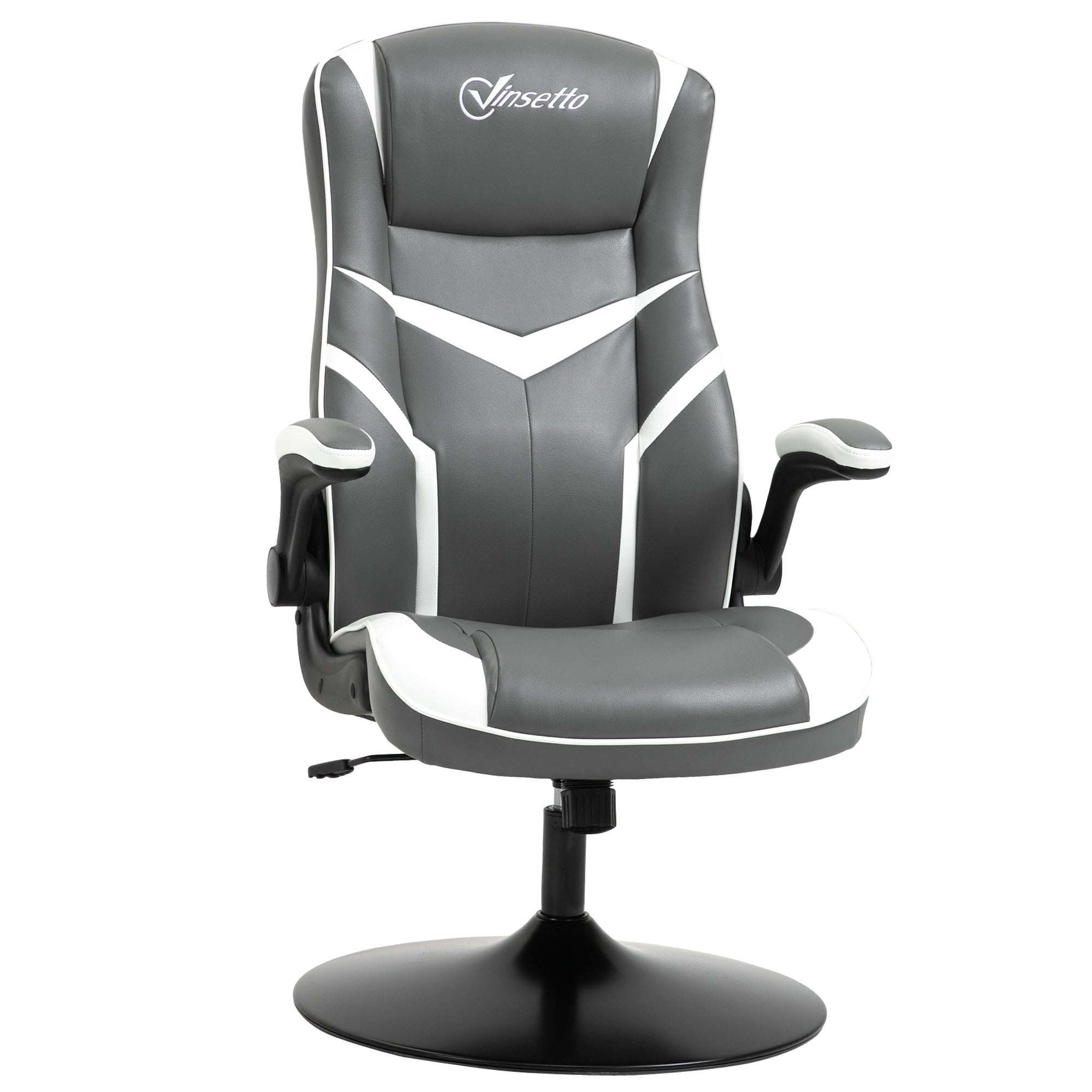 Vinsetto Racing Video Game Chair PVC Leather Computer Gaming Chair Grey  | TJ Hughes