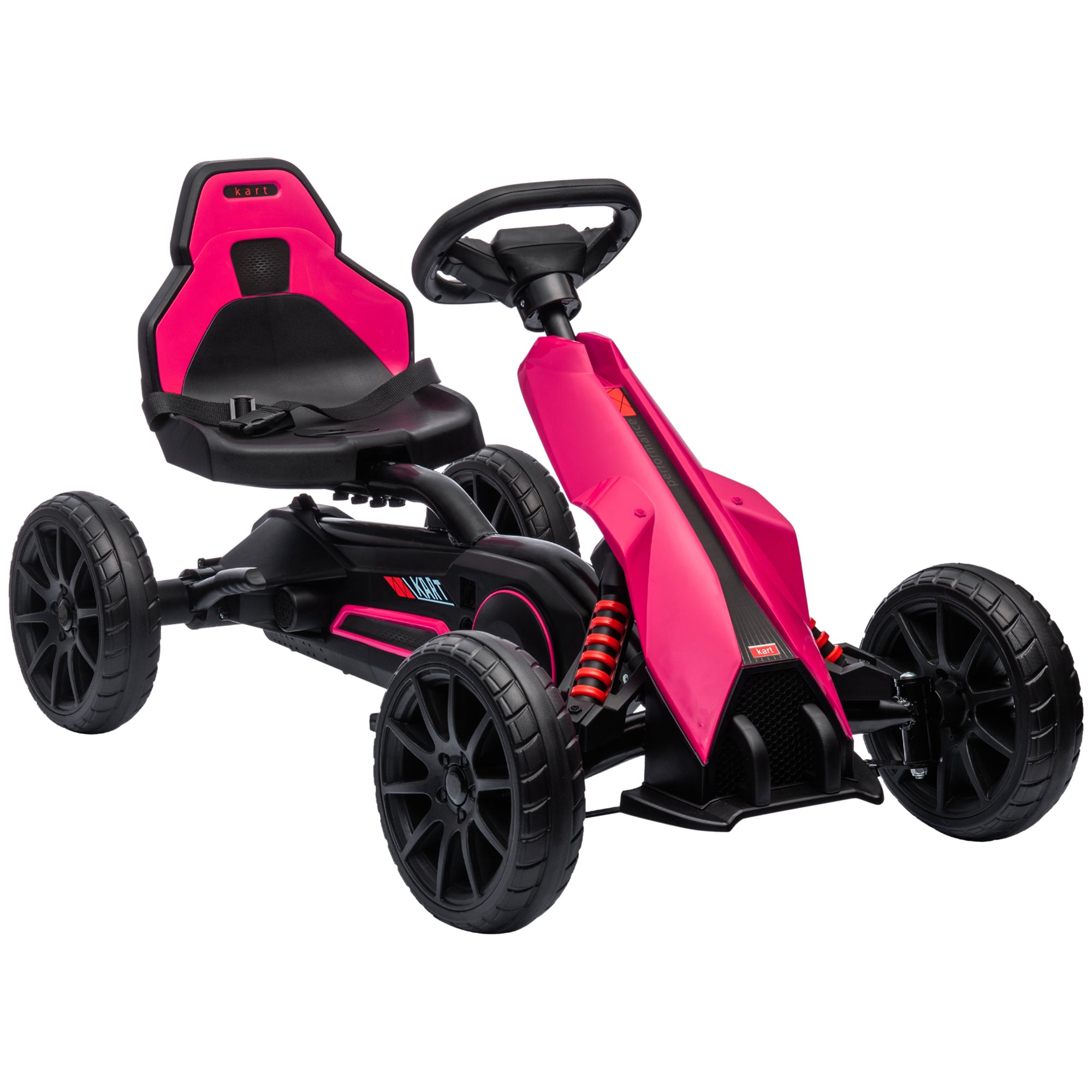 HOMCOM Children Pedal Go Kart w/ Adjustable Seat - Handbrake - Pink  | TJ Hughes Black