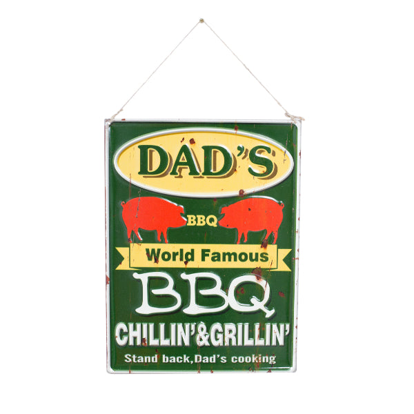 La Hacienda Wall Art - Dad’s Bbq Embossed Metal Sign 30x40  | TJ Hughes