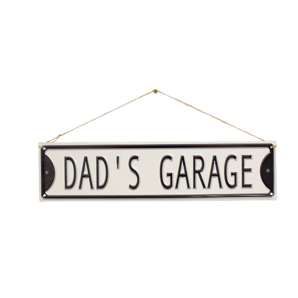 La Hacienda Wall Art - Dad’s Garage Embossed Metal Sign 40x10  | TJ Hughes