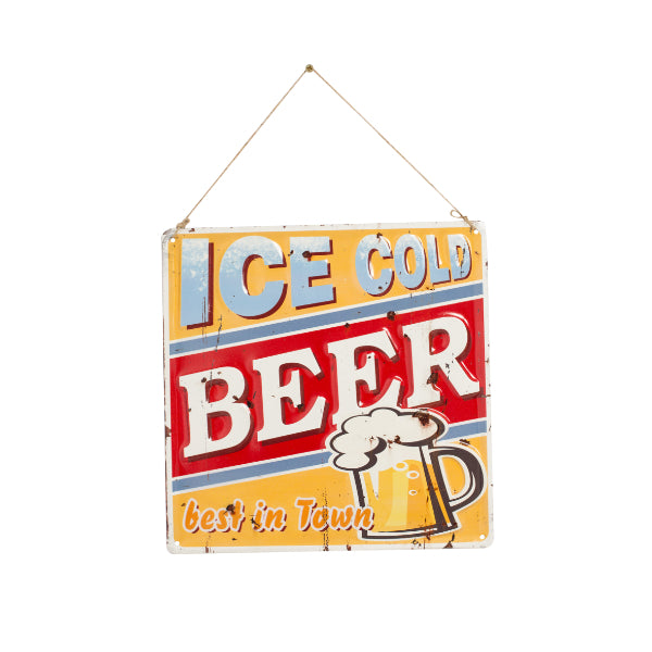 La Hacienda Wall Art - Ice Cold Beer Embossed Metal Sign 30x30  | TJ Hughes