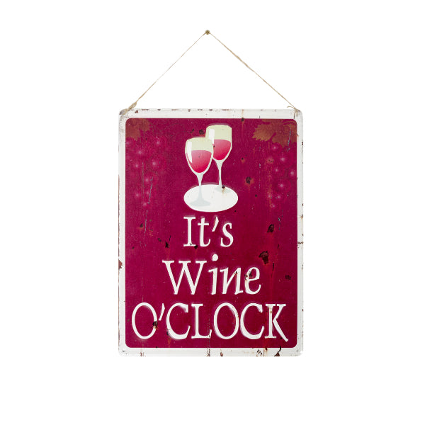 La Hacienda Wall Art - It’s Wine O’clock Embossed Metal Sign  | TJ Hughes