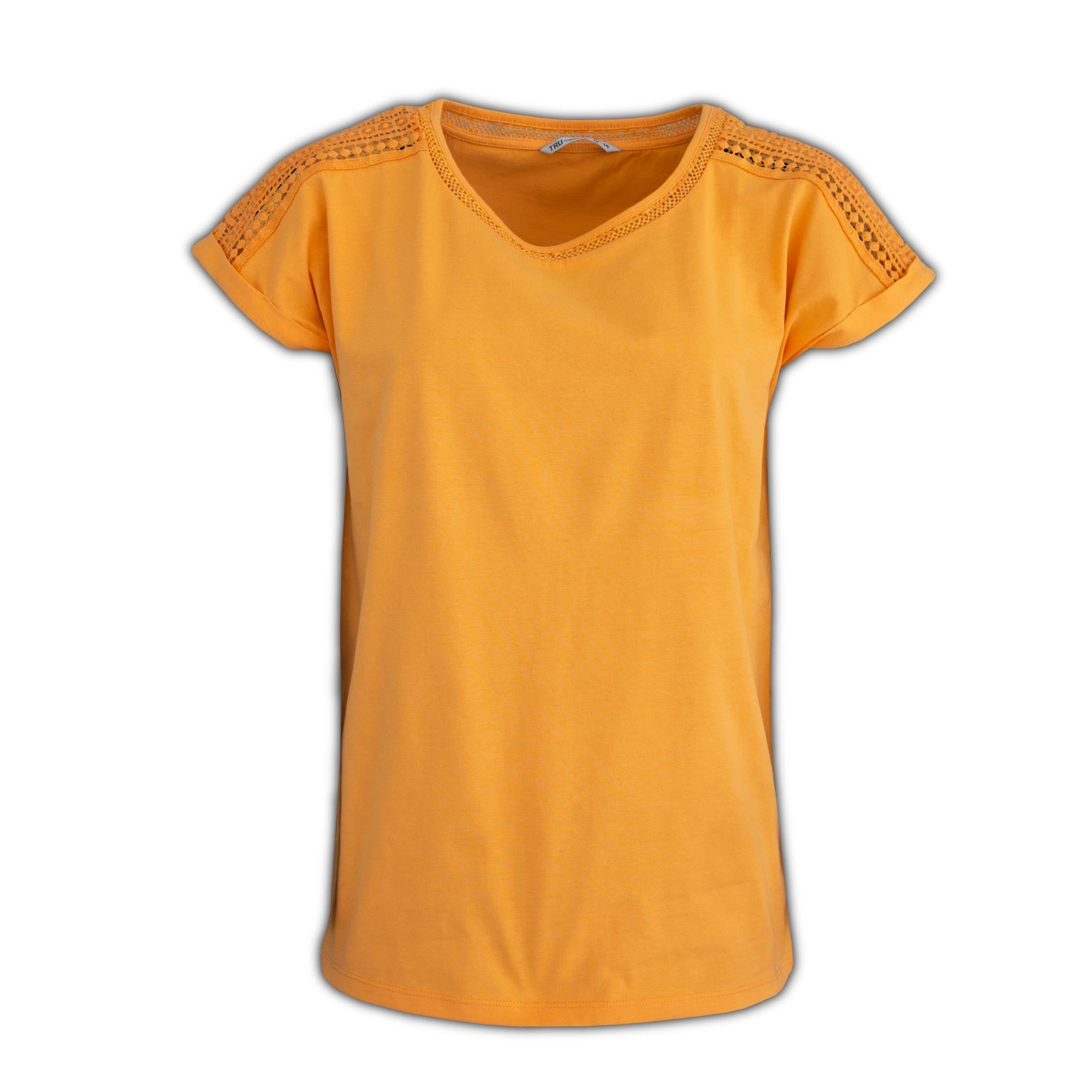 Women’s Ladies-Scoop-Lace-T-shirt - Papaya / 12/14 - TJ Hughes