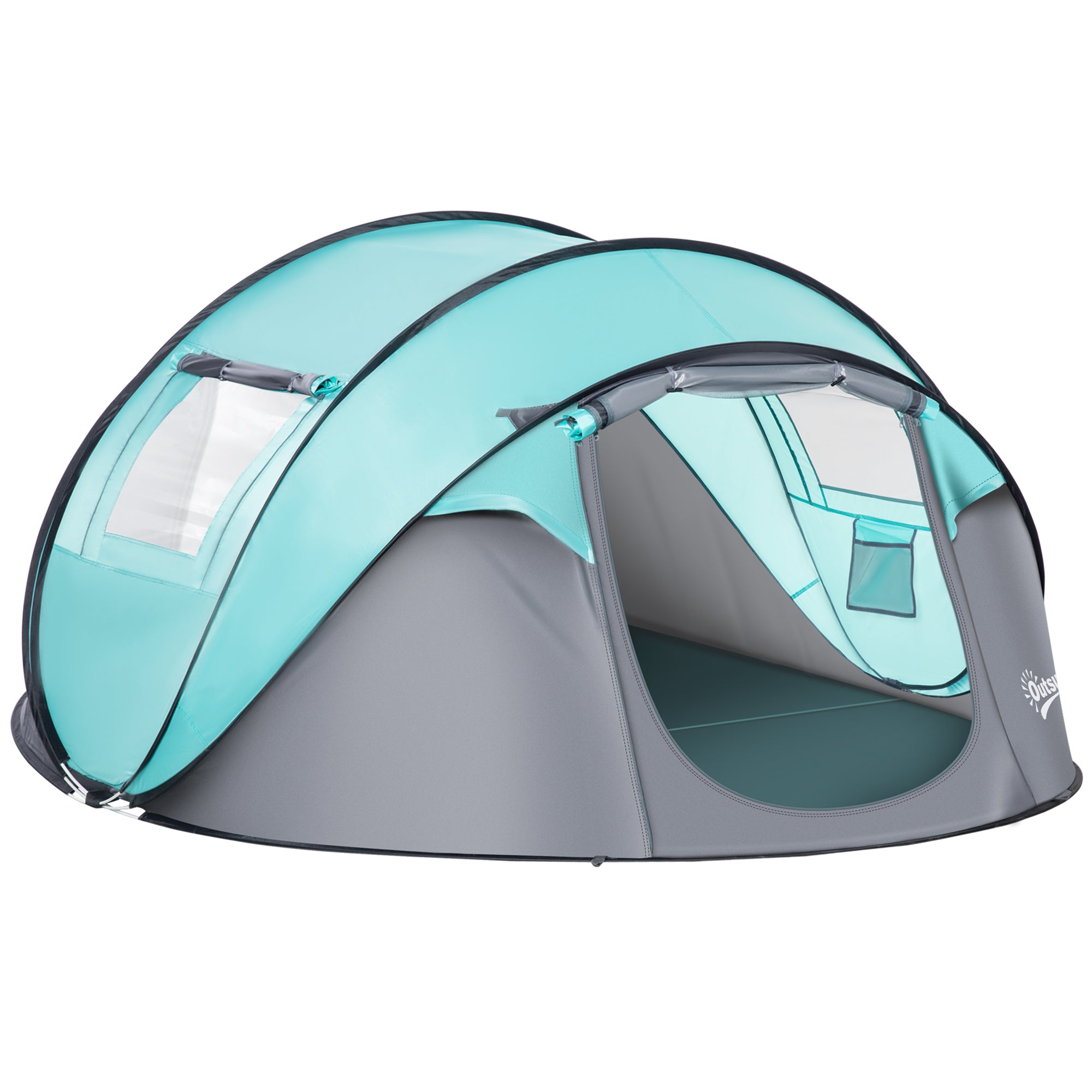Outsunny 4 Person Camping Tent Pop-up Design w/ Mesh Vents for Hiking Dark Blue  | TJ Hughes