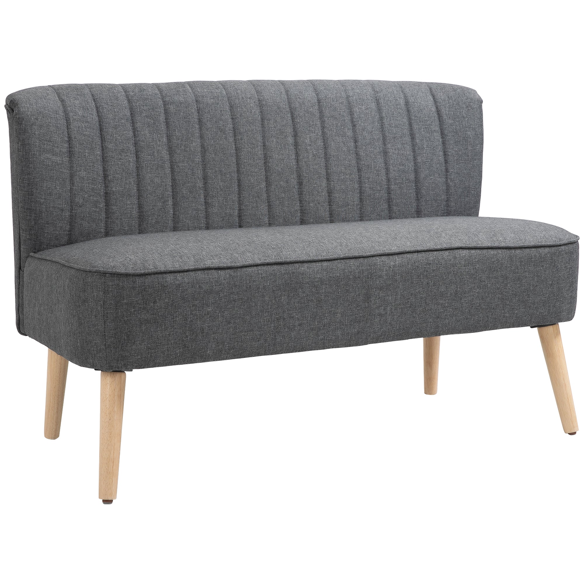 HOMCOM Linen-Feel Double Sofa w/ Wood Frame Padding Back - Grey  | TJ Hughes