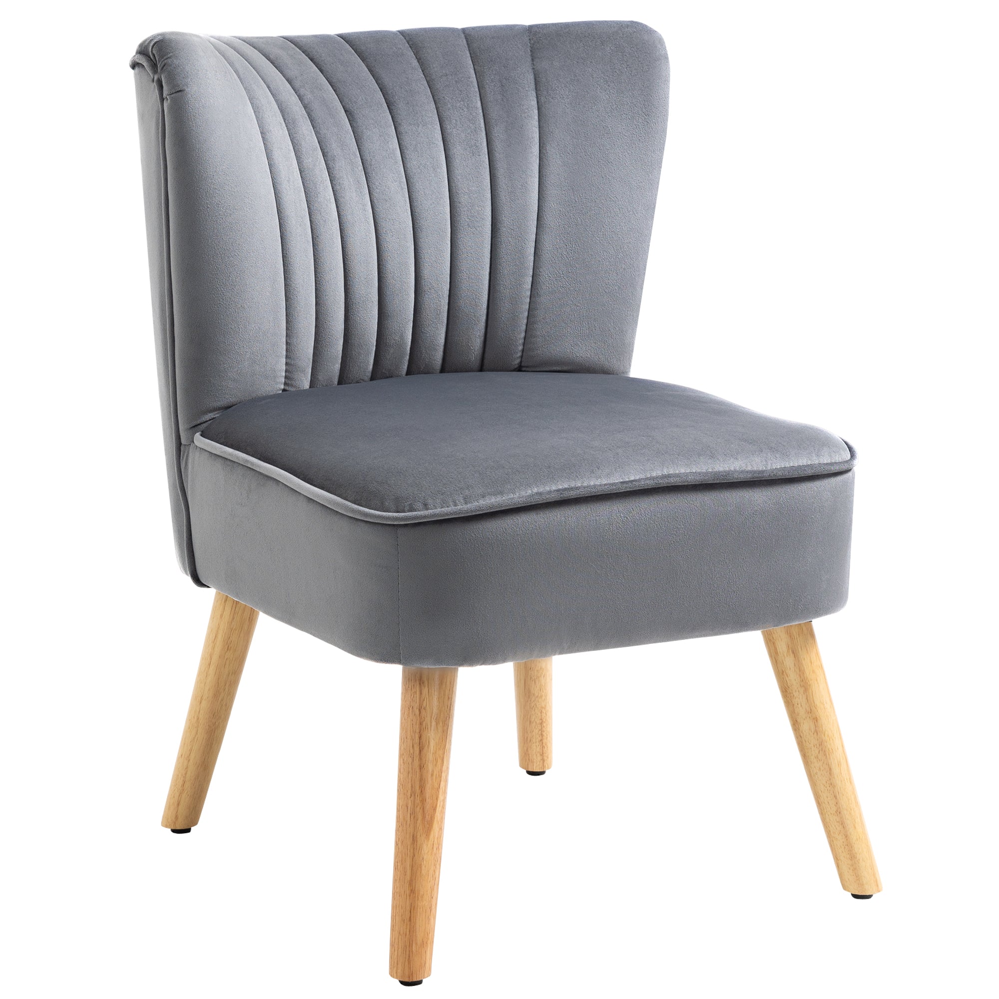 HOMCOM Velvet Accent Chair Occasional Tub Seat Padding Curved Back with Wood Frame Legs Home Furniture Grey  | TJ Hughes Black