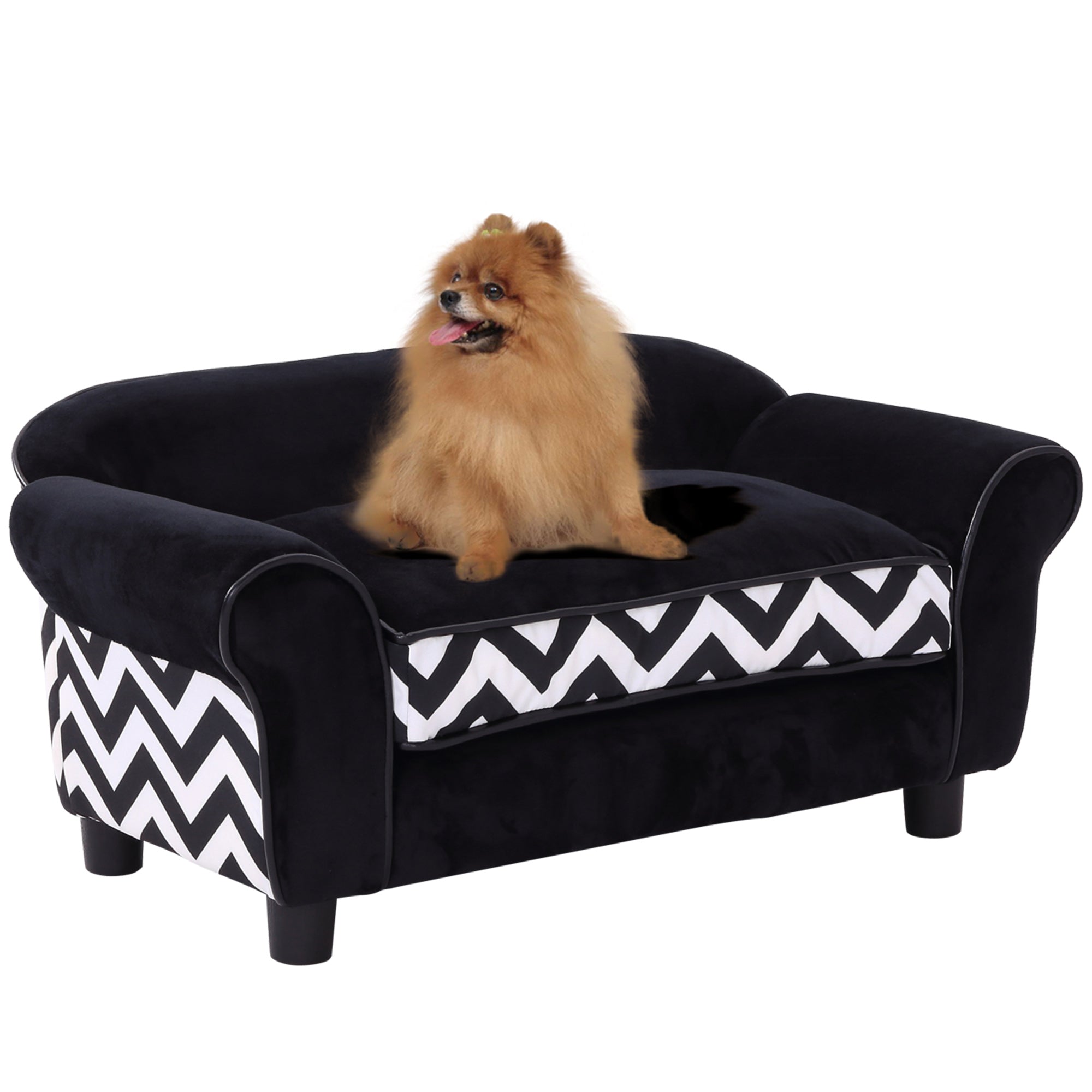 PawHut Dog Sofa Cat Couch Bed for XS Dogs w/ Removable Sponge Cushion - Black  | TJ Hughes