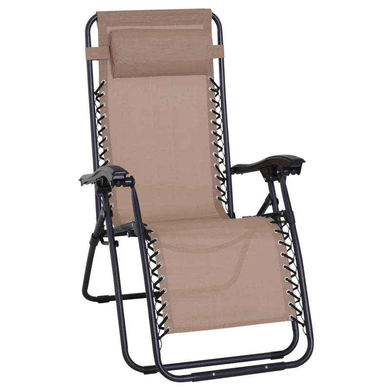 Outsunny Sun Lounger With Pillow - Beige  | TJ Hughes