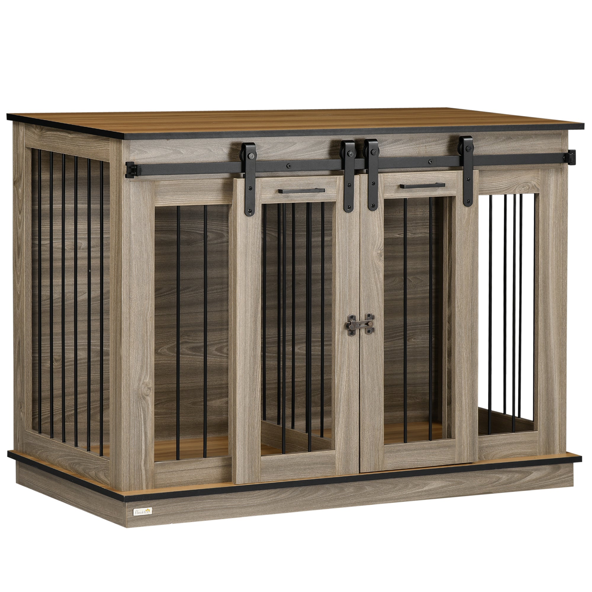 PawHut Dog Crate for Large Dogs - Double Dog Cage for Small Dog - Oak Tone  | TJ Hughes White