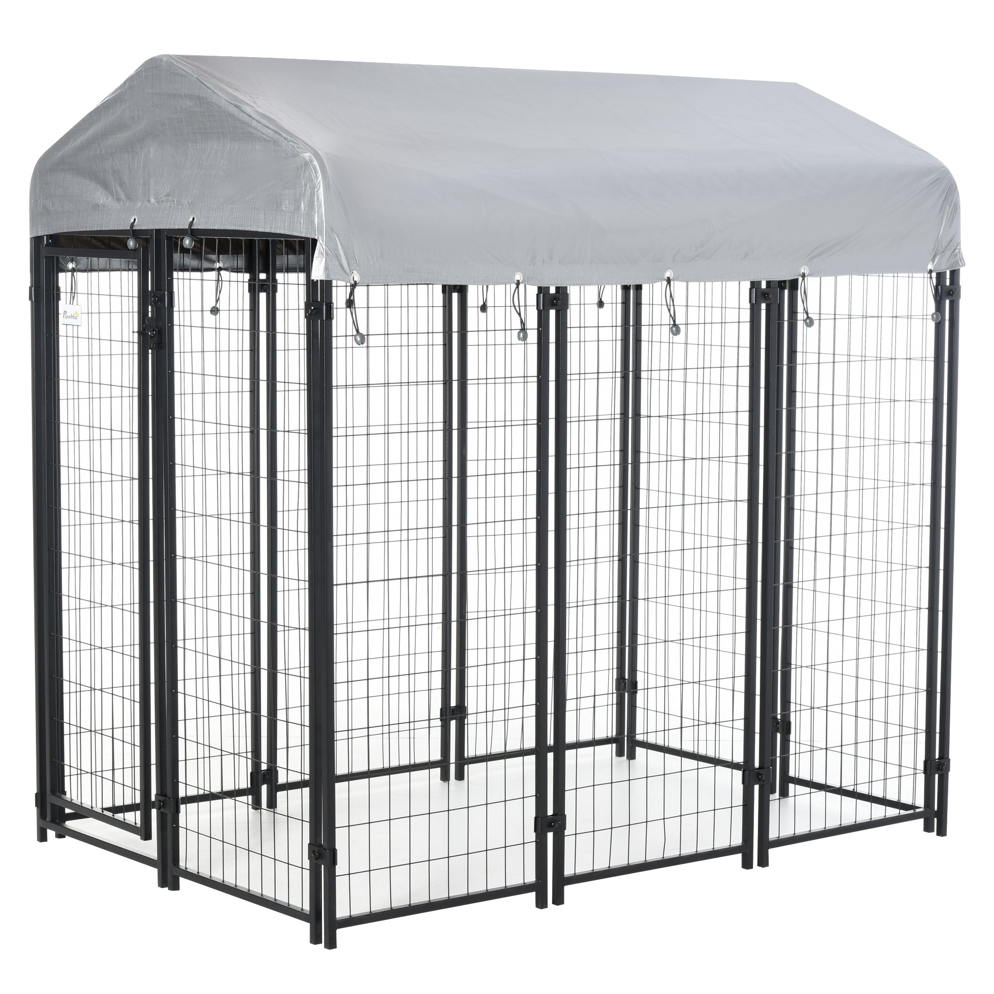 PawHut Outdoor Dog Kennel - Metal Dog Run with Canopy - 120 x 120 x 138cm  | TJ Hughes