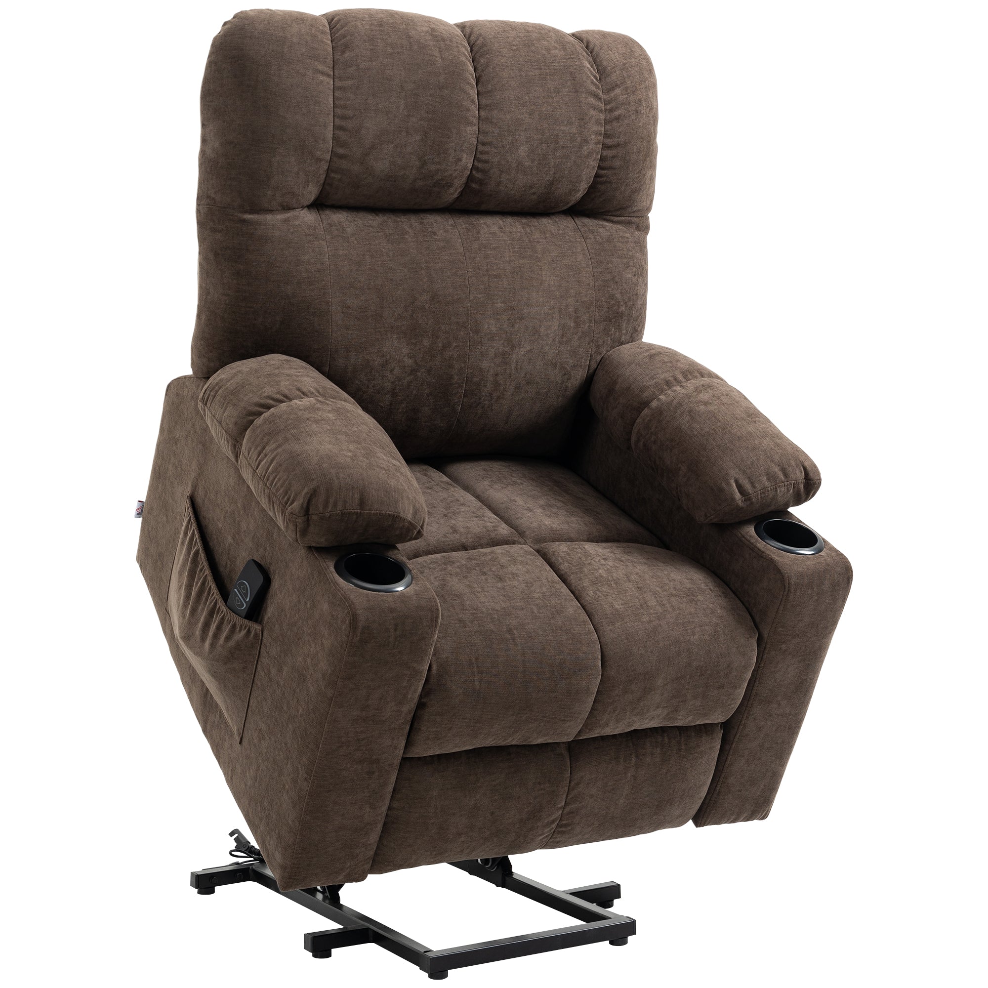 HOMCOM Electric Riser and Recliner Chair for Elderly - Velvet-touch Fabric Power Lift Recliner Chair for Living Room with Remote Control - Side Pocket