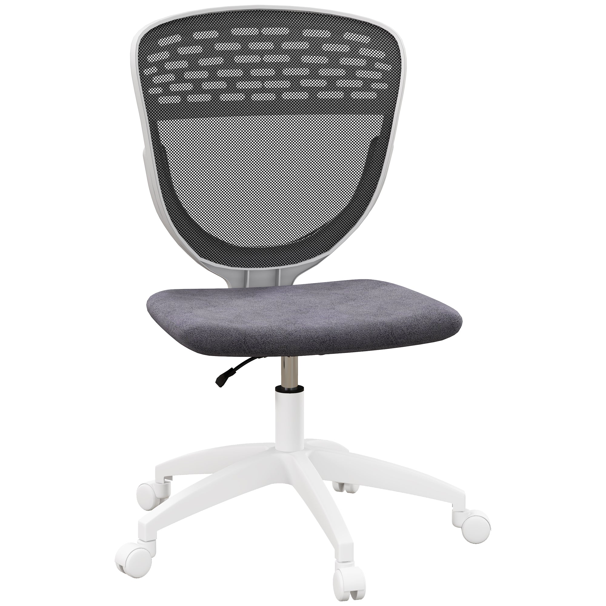 Vinsetto Mesh Office Chair - Armless Desk Chair - Mid Back Height Adjustable with Swivel Wheels - Grey  | TJ Hughes