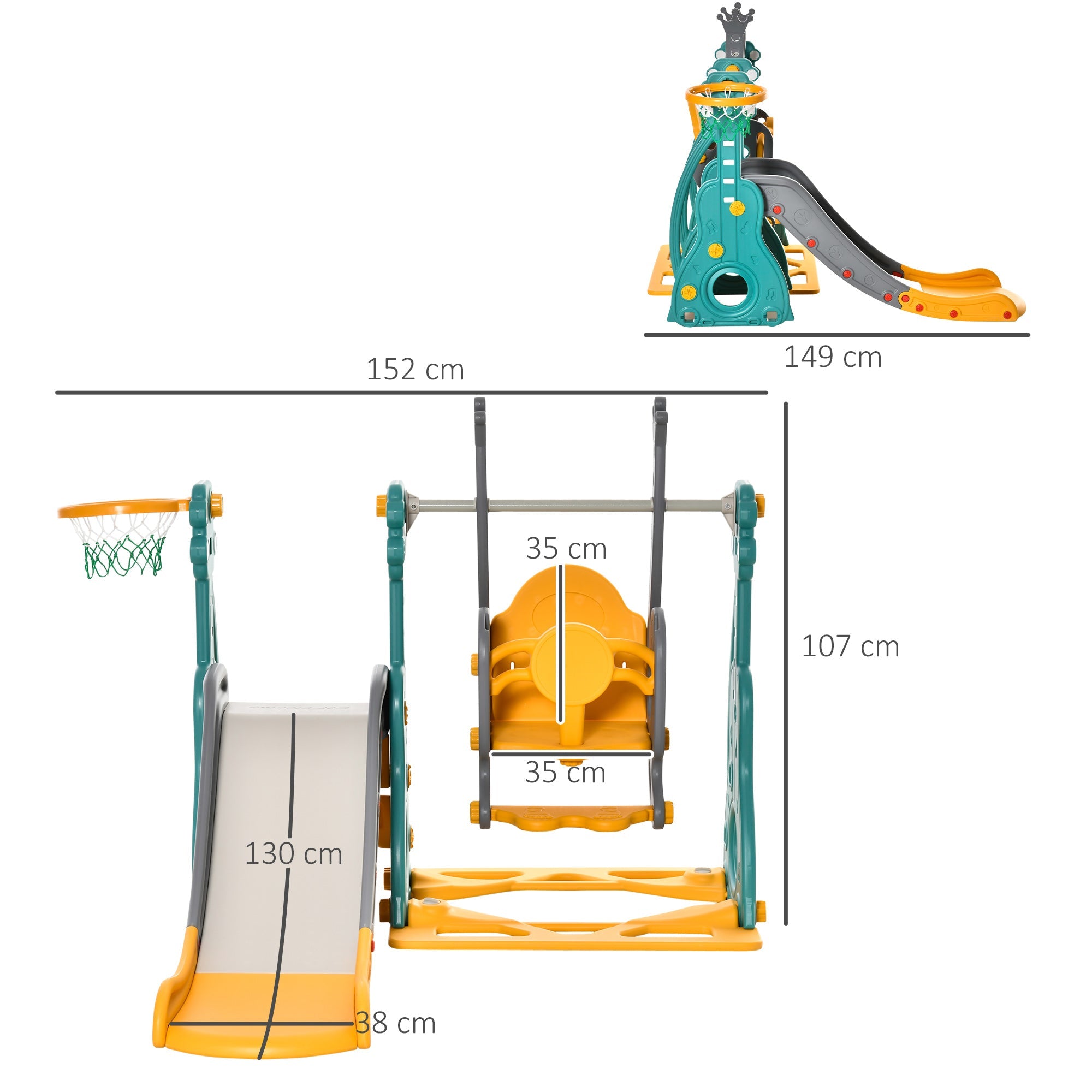 Kids Swing Slide Combination - HOMCOM  | TJ Hughes