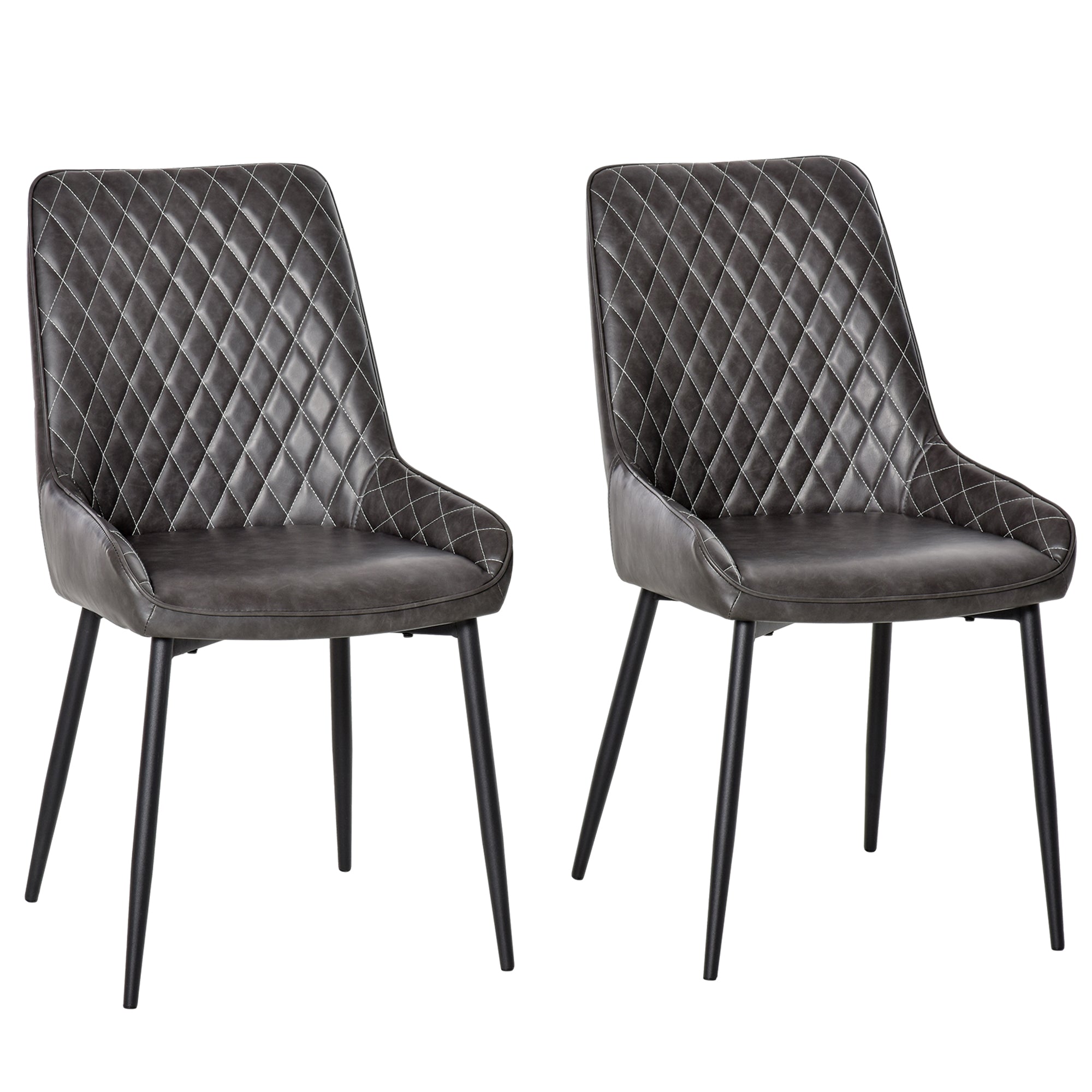 HOMCOM Retro Dining Chair Set of 2 - PU Leather Upholstered Side Chairs  | TJ Hughes