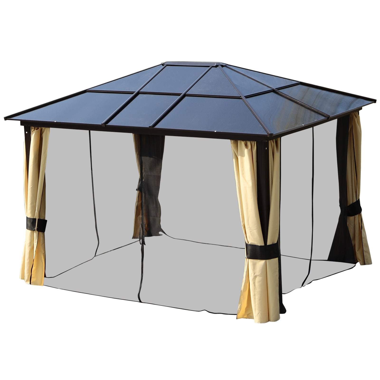 Outsunny 3 x 3.6m Gazebo   Brown black - Brown - Beige  | TJ Hughes