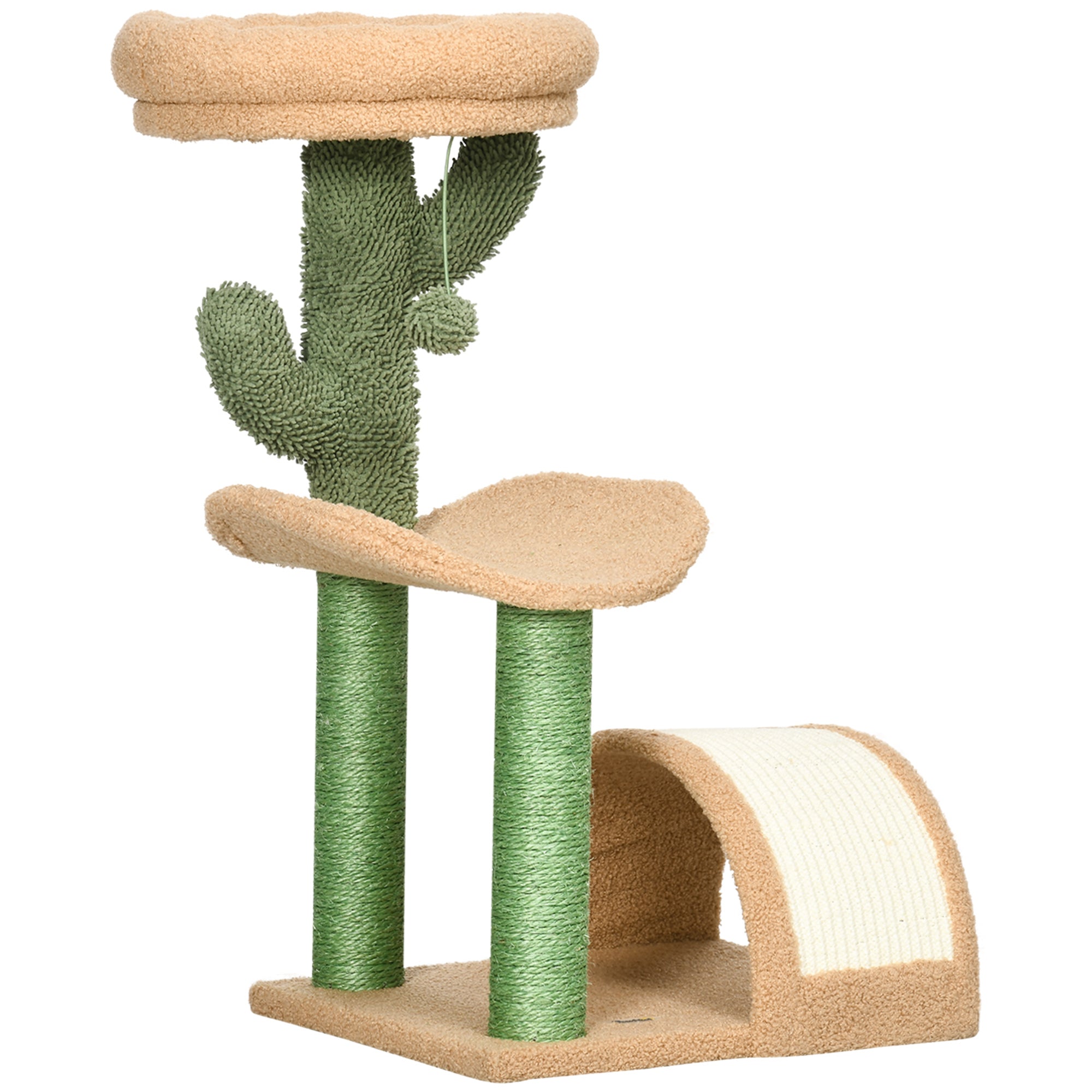 PawHut 72cm Cat Activity Centre w/ Bed - Toy Ball - Sisal Post - Curved Pad  | TJ Hughes