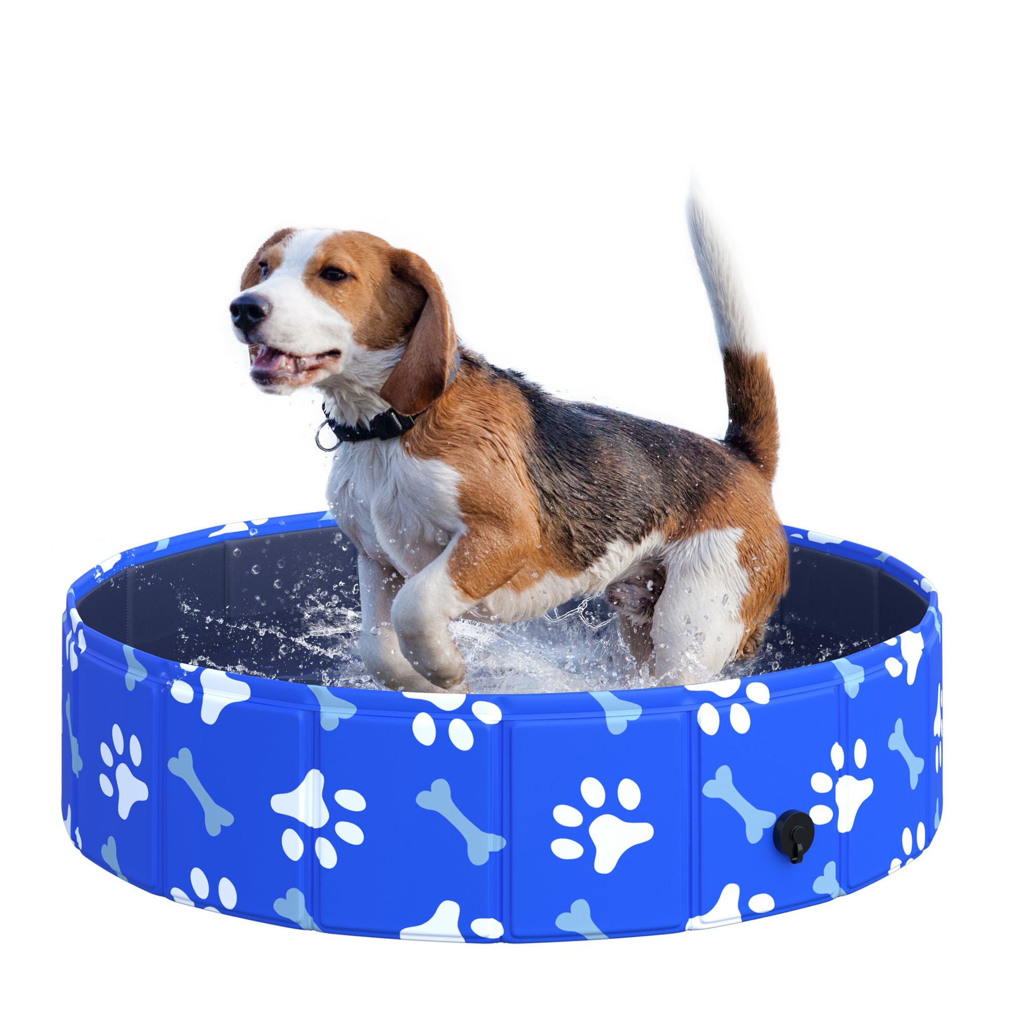 PawHut Dog Swimming Pool Foldable Pet Bathing Shower Tub Padding Pool ?80cm S
