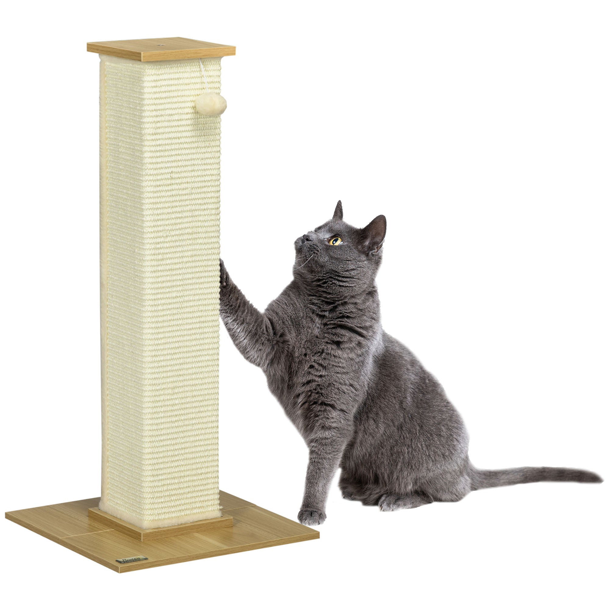 PawHut 80cm Sisal Rope Scratching Post - Cat Scratching Post - White  | TJ Hughes