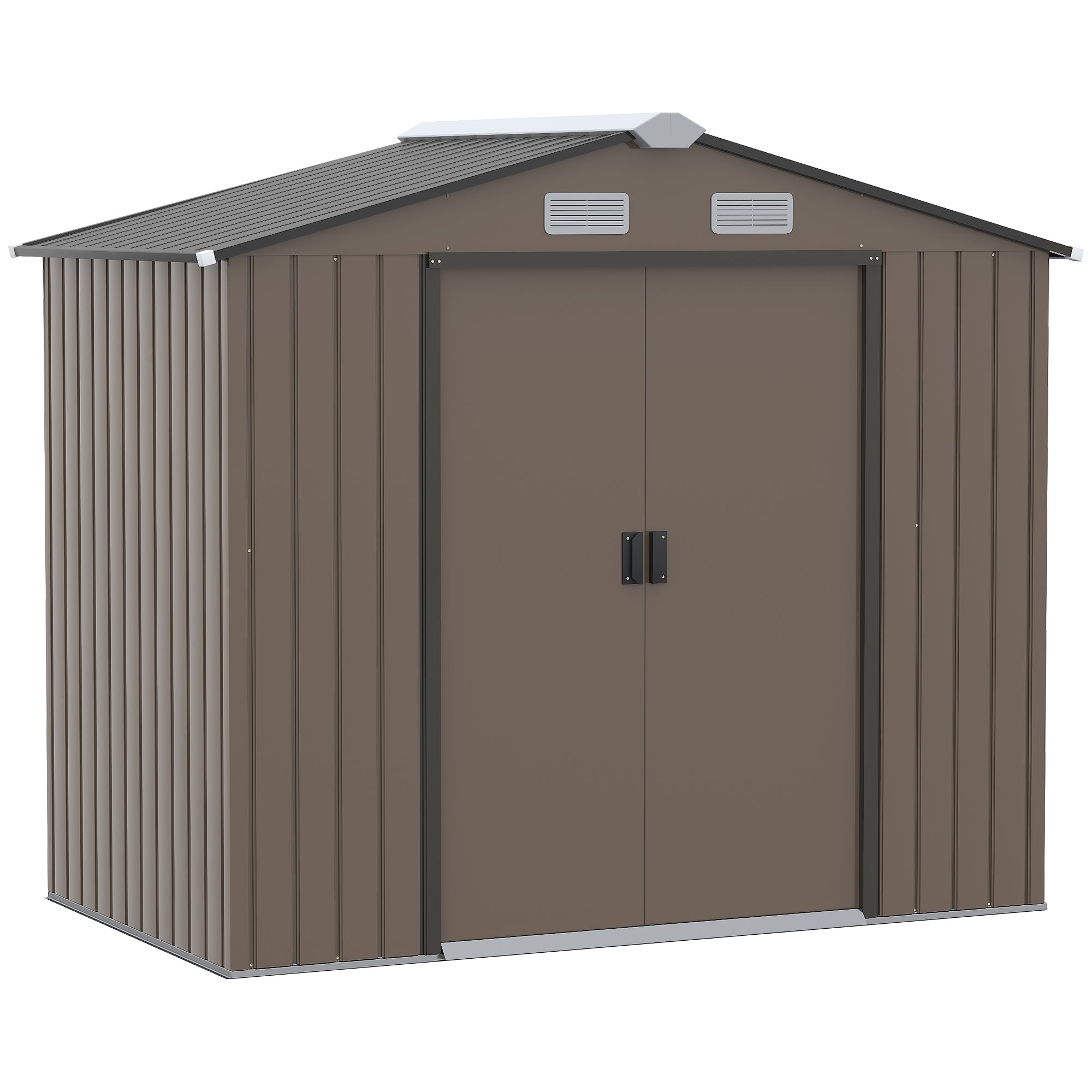 Outsunny Garden Shed Storage Unit w/Locking Door Floor Foundation Vent Brown  | TJ Hughes