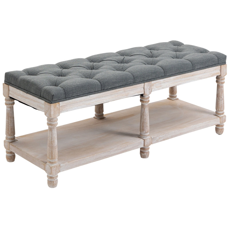 HOMCOM Vintage Shoe Benches with Top Cushion 115x40x48cm - Grey  | TJ Hughes