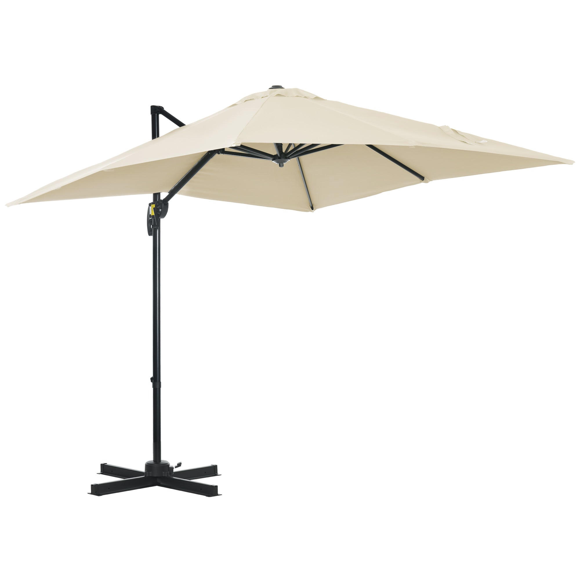 Outsunny Square Cantilever Roma Parasol 360deg Rotation w/ Hand Crank - Cream White  | TJ Hughes