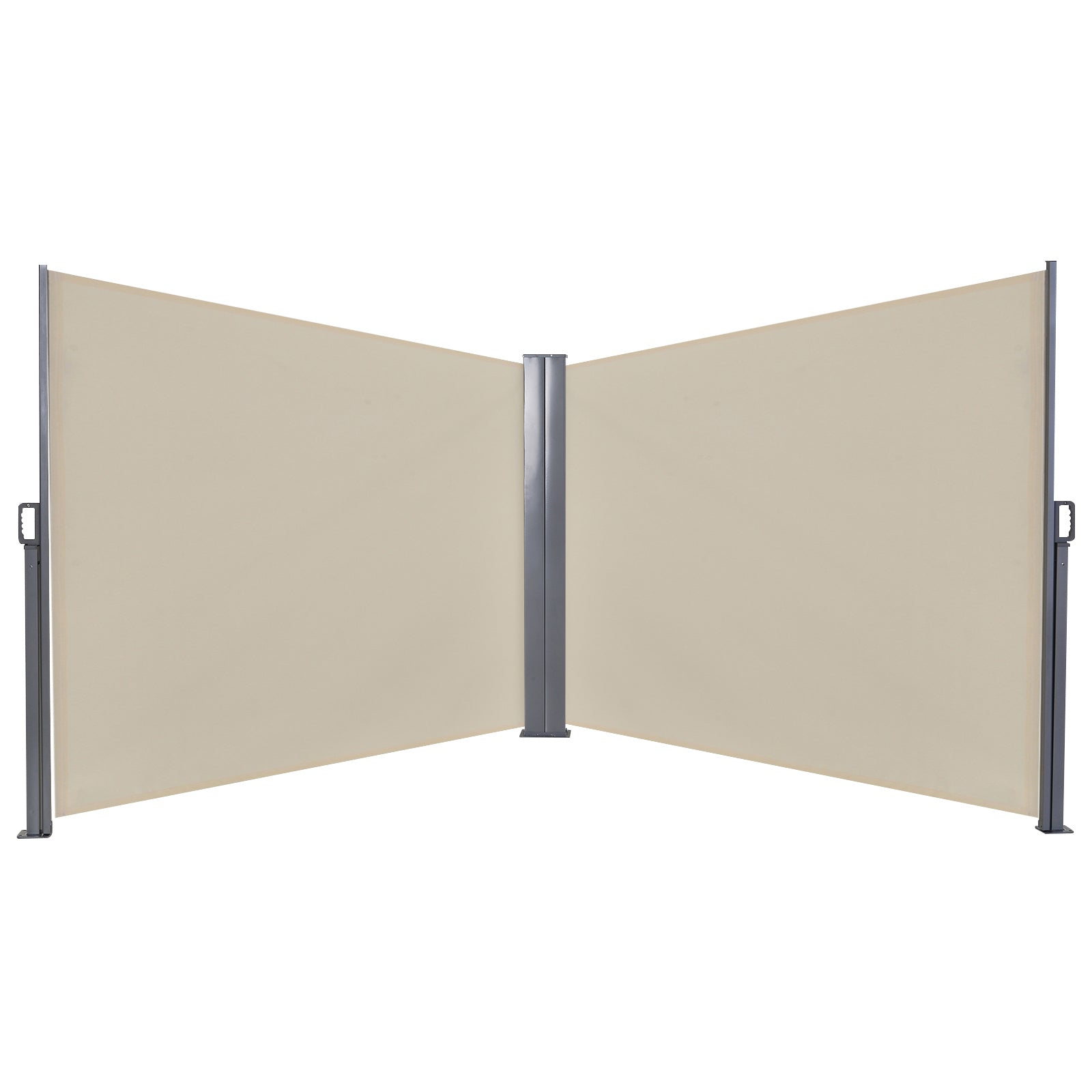 Outsunny Retractable Double Side Awning Screen Fence Privacy Beige - 6x1.6m  | TJ Hughes