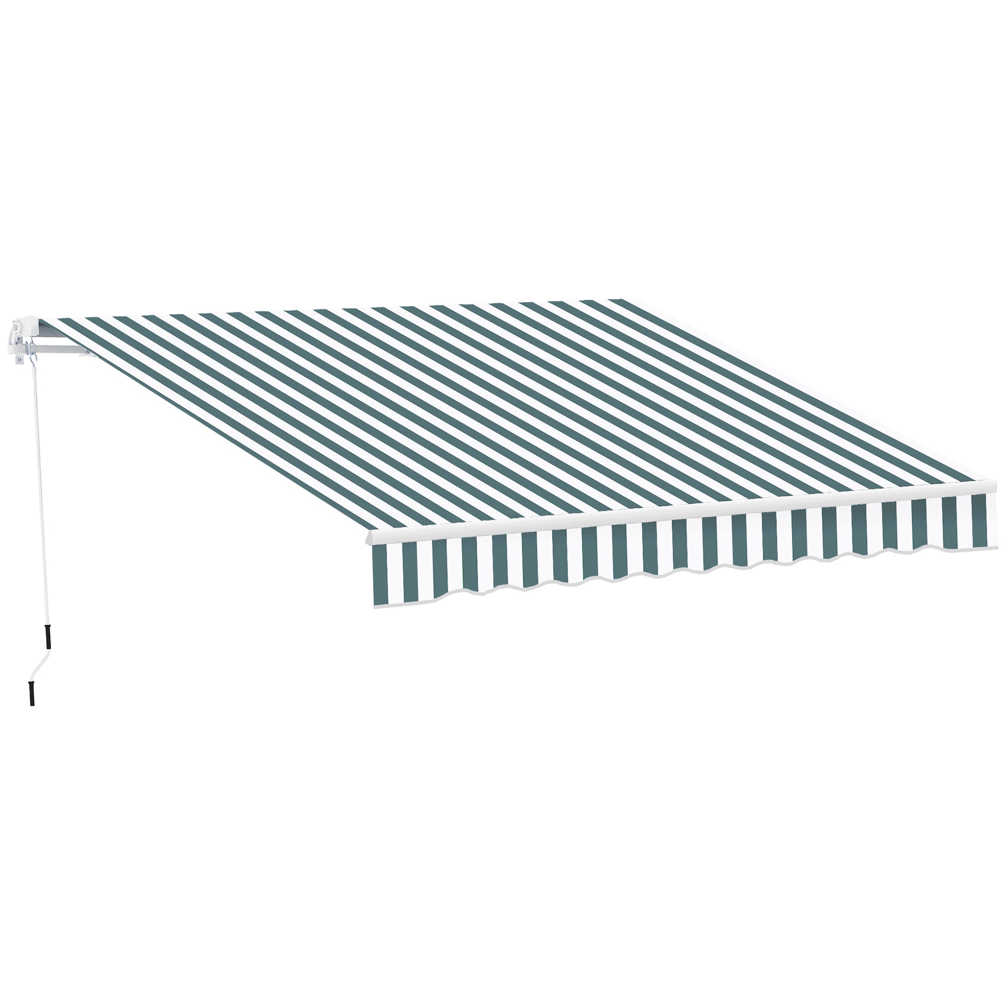 Outsunny Garden Sun Shade Canopy Retractable Awning - 2.5 x 2m - Green and White  | TJ Hughes