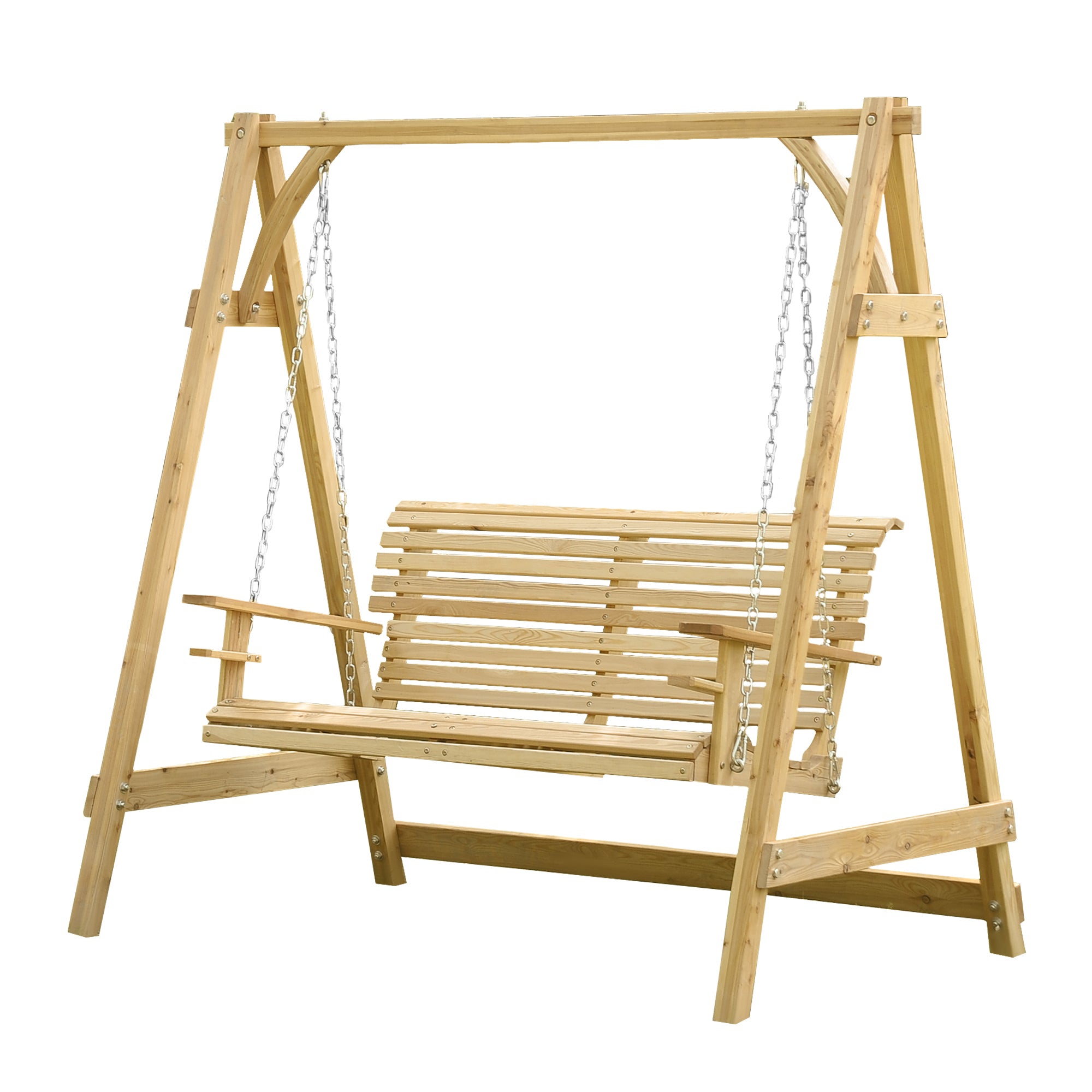 Outsunny 2 Seater Wooden Swing Bench  | TJ Hughes