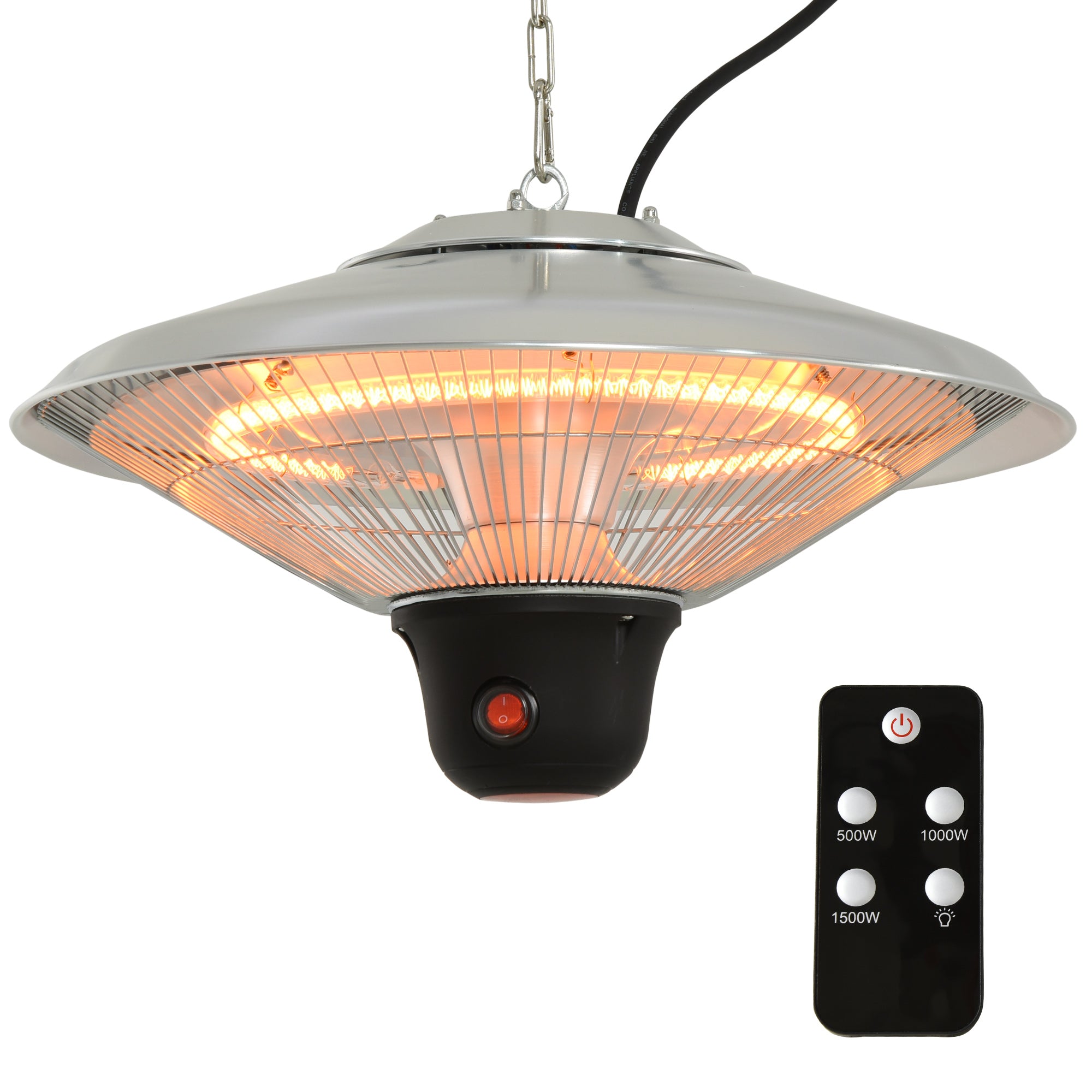 Outsunny Patio Ceiling Hanging Heater 1500W Electric Aluminium Remote Control  | TJ Hughes