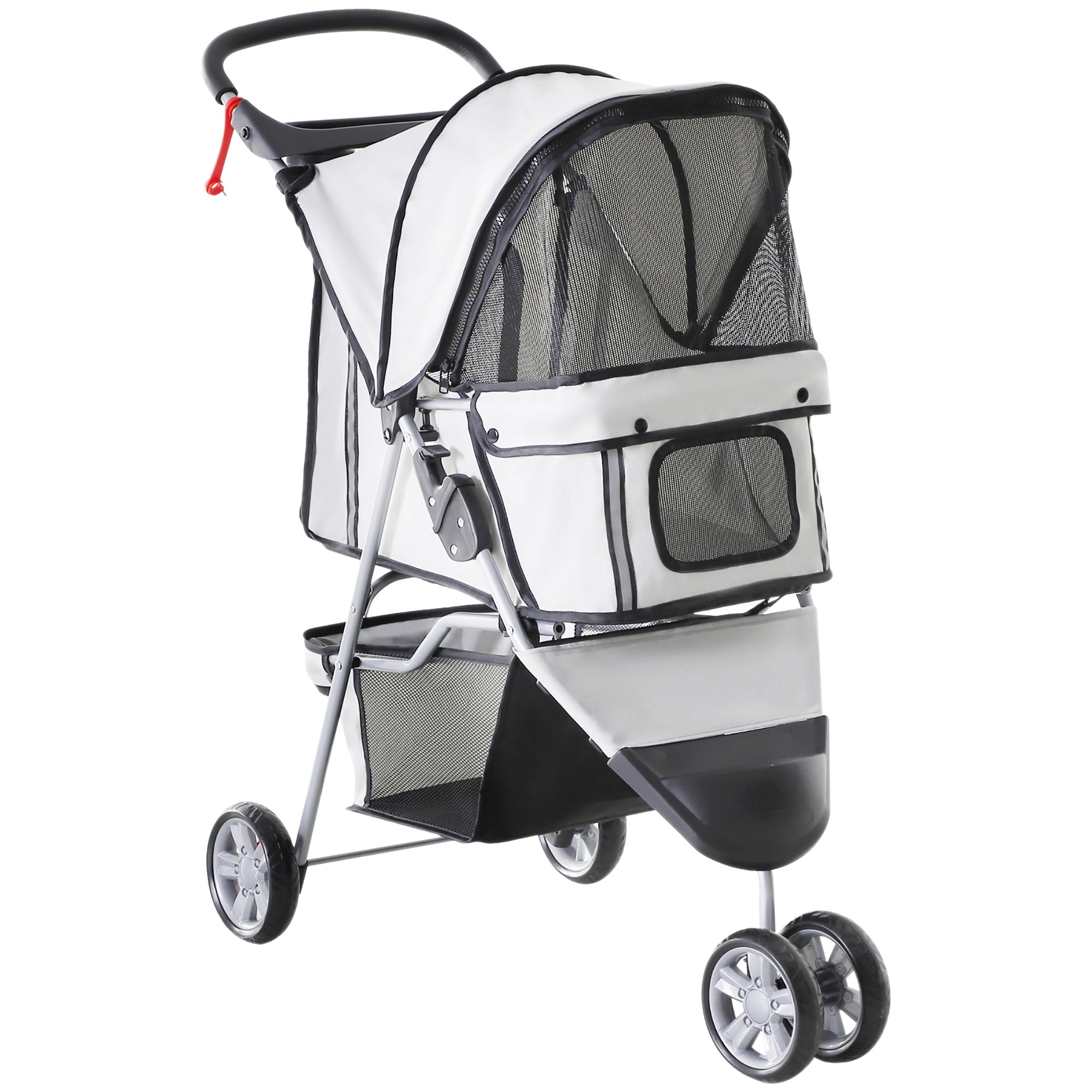 PawHut Pet Stroller Pushchair Carrier for Cat Puppy with 3 Wheels Grey  | TJ Hughes