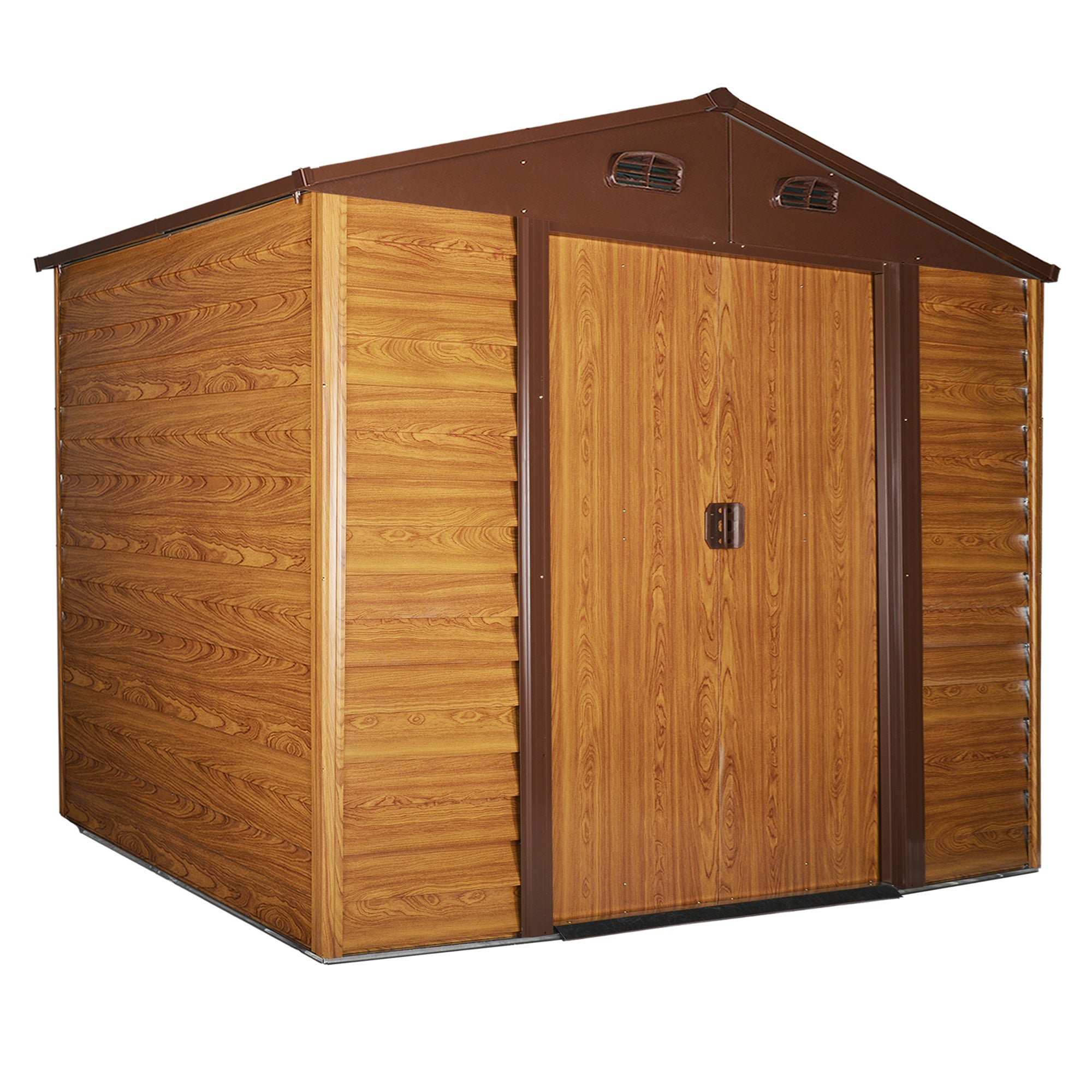 Outsunny 9 x 6ft Garden Shed Wood Effect Tool Storage Sliding Door Wood Grain  | TJ Hughes