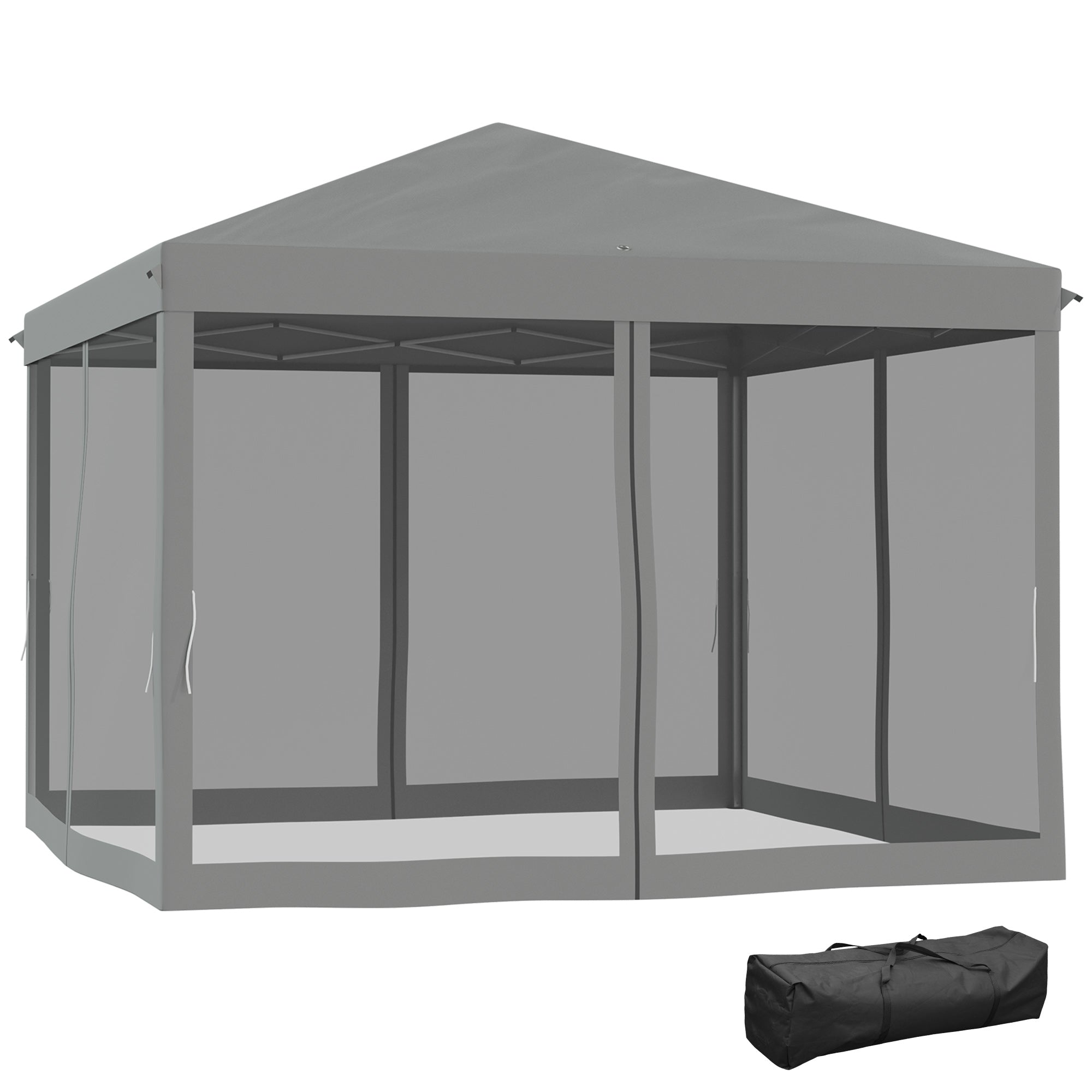 Outsunny Heavy Duty Pop Up Gazebo with Removable Mesh Sidewall Netting Gray  | TJ Hughes