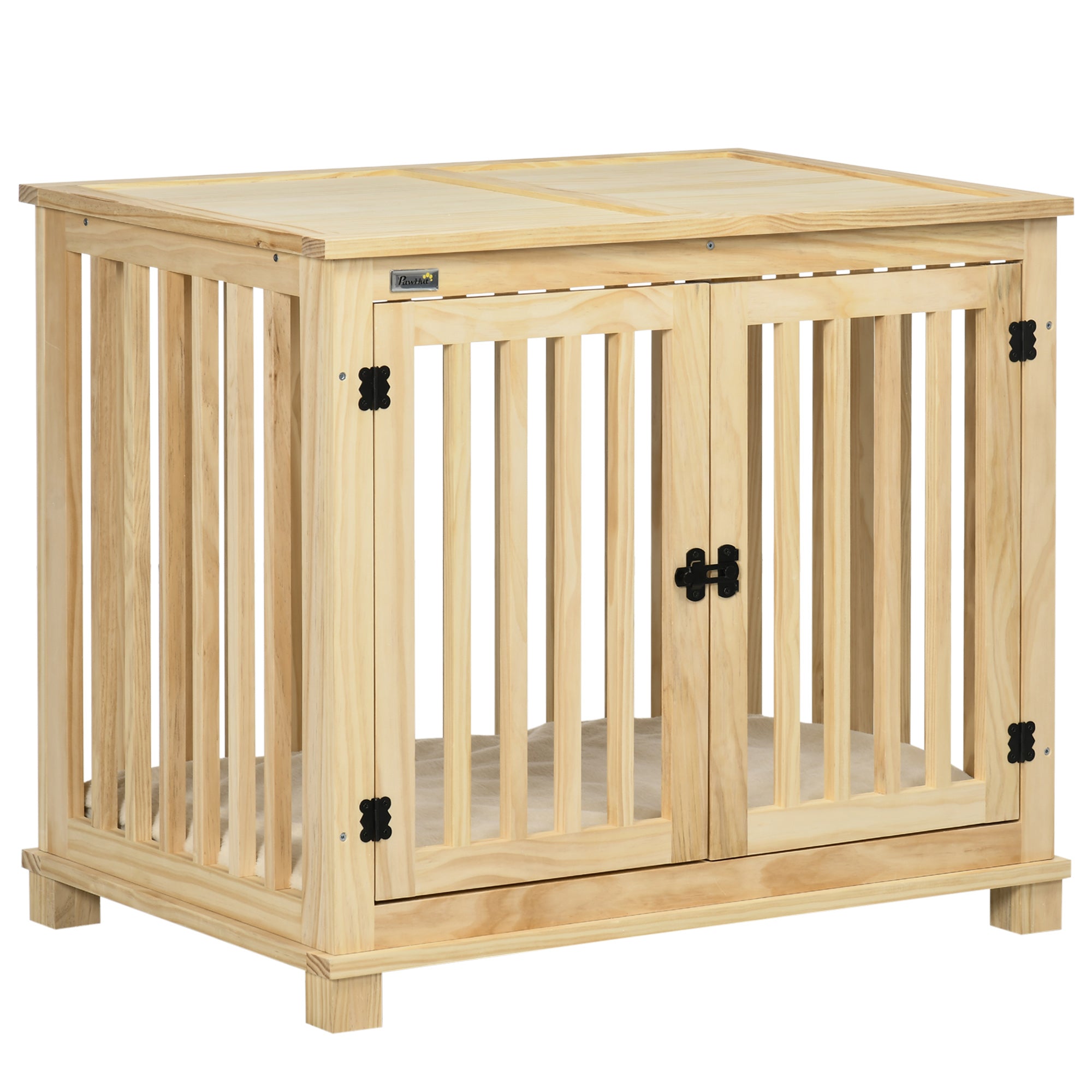PawHut Wooden Dog Crate End Table w/ Soft Washable Cushion - for Medium Dogs  | TJ Hughes