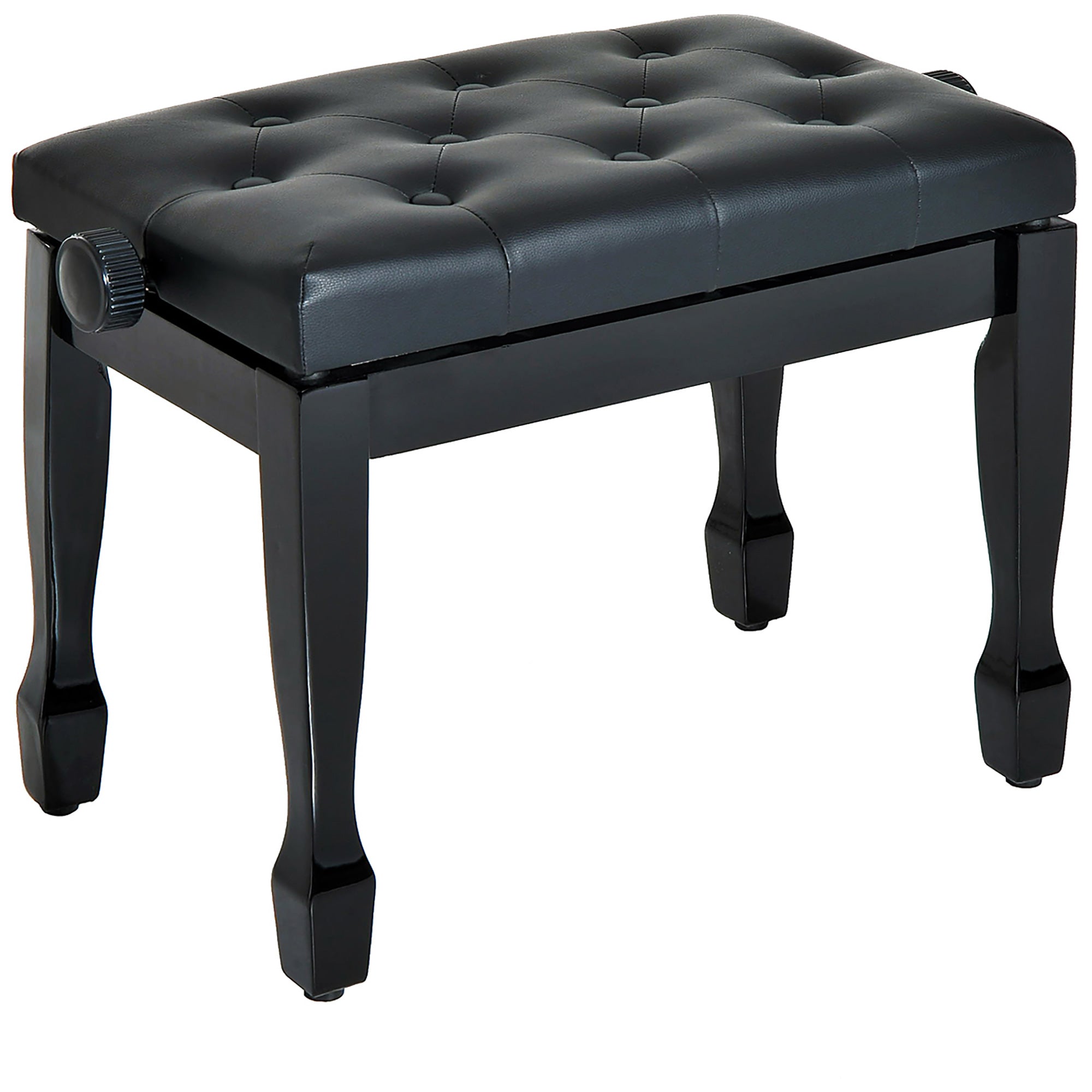 HOMCOM Faux Leather Piano Stool Height Adjustable Seat Keyboard Bench Black  | TJ Hughes