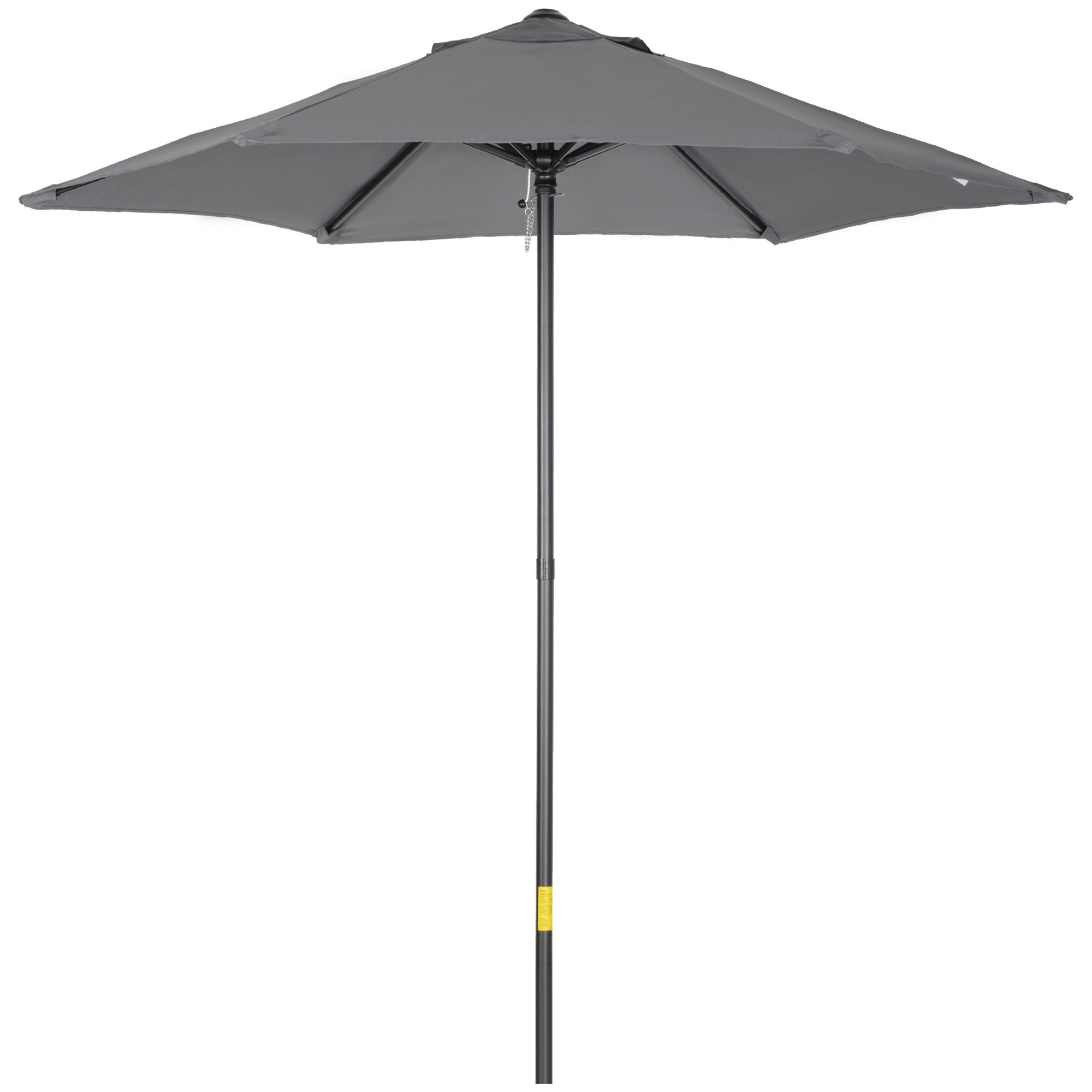 Outsunny 2m Parasol Patio Umbrella - Outdoor Sun Shade with 6 Ribs Dark Grey  | TJ Hughes
