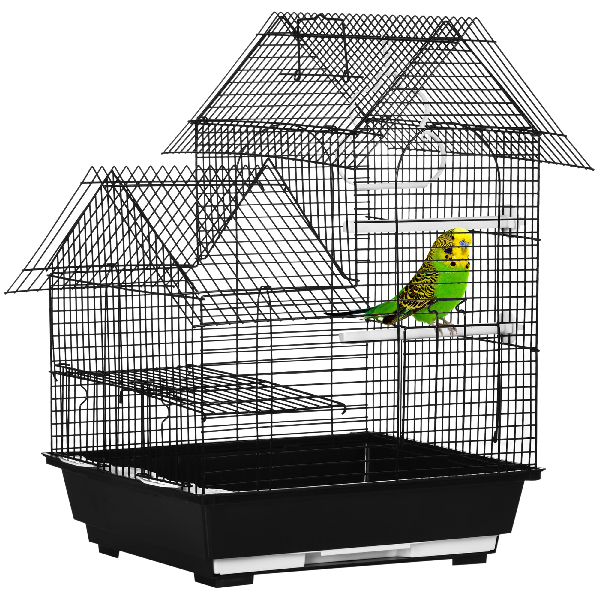 PawHut Metal Bird Cage - With Plastic Perch - Swing Ring - Handle - 39 x 33 x 47cm  | TJ Hughes