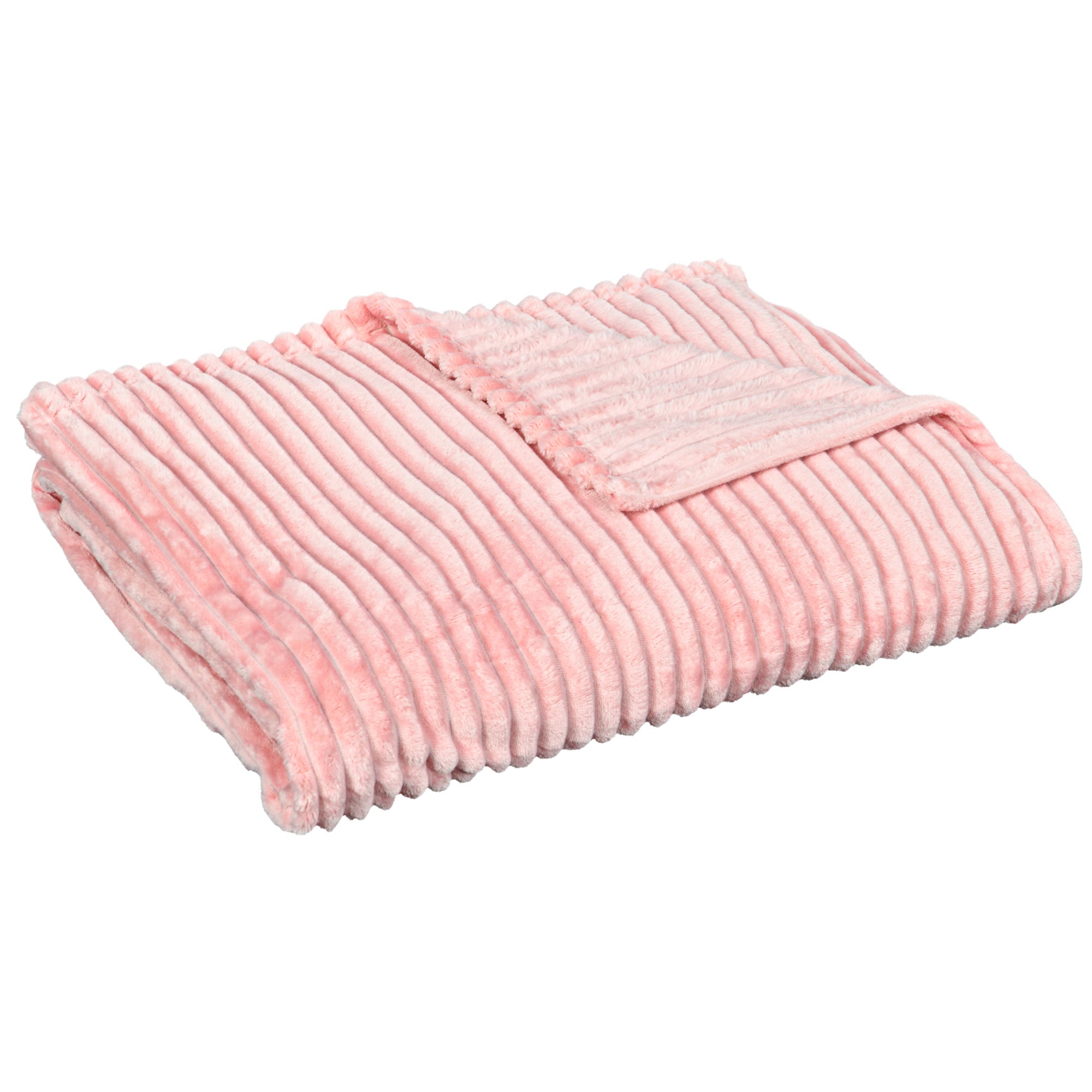 HOMCOM Flannel Fleece Blanket Double Size Throw Blanket for Bed 203x152cm Pink  | TJ Hughes