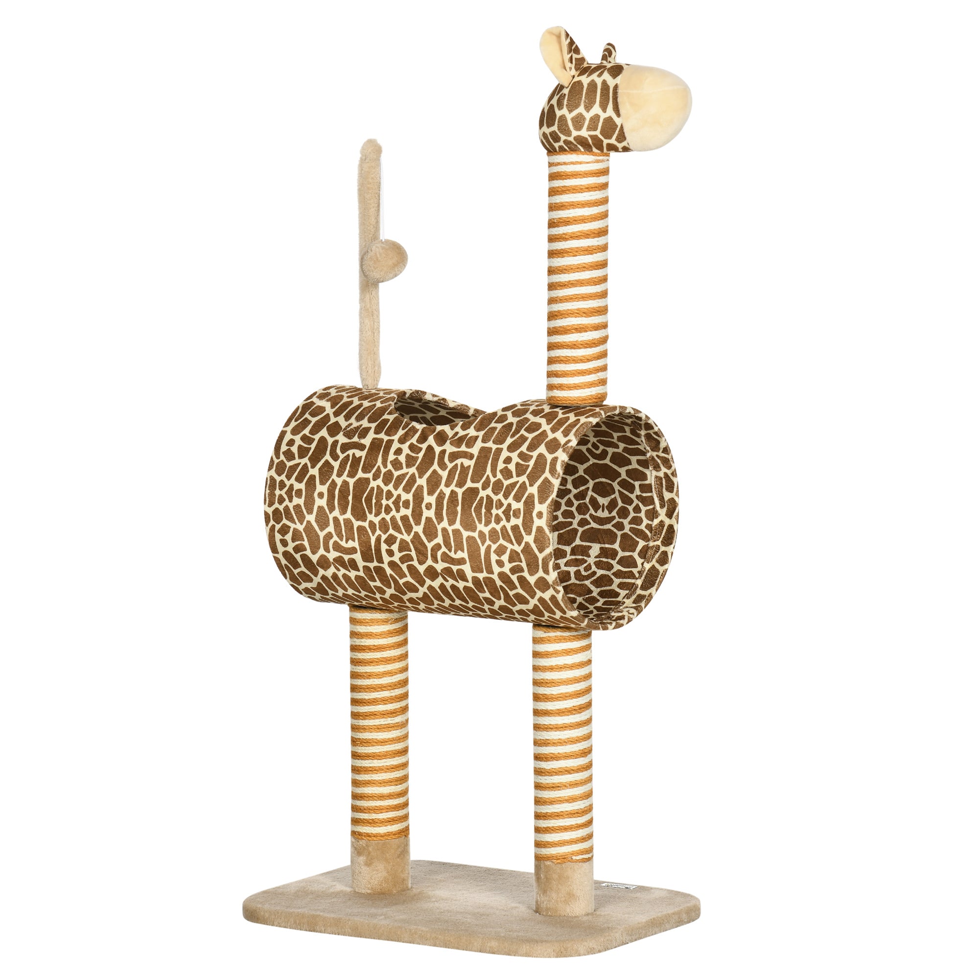 PawHut Cat Tree Cute Giraffe Kitten Play Tower w/ Scratching Posts - Tunnel - Ball  | TJ Hughes