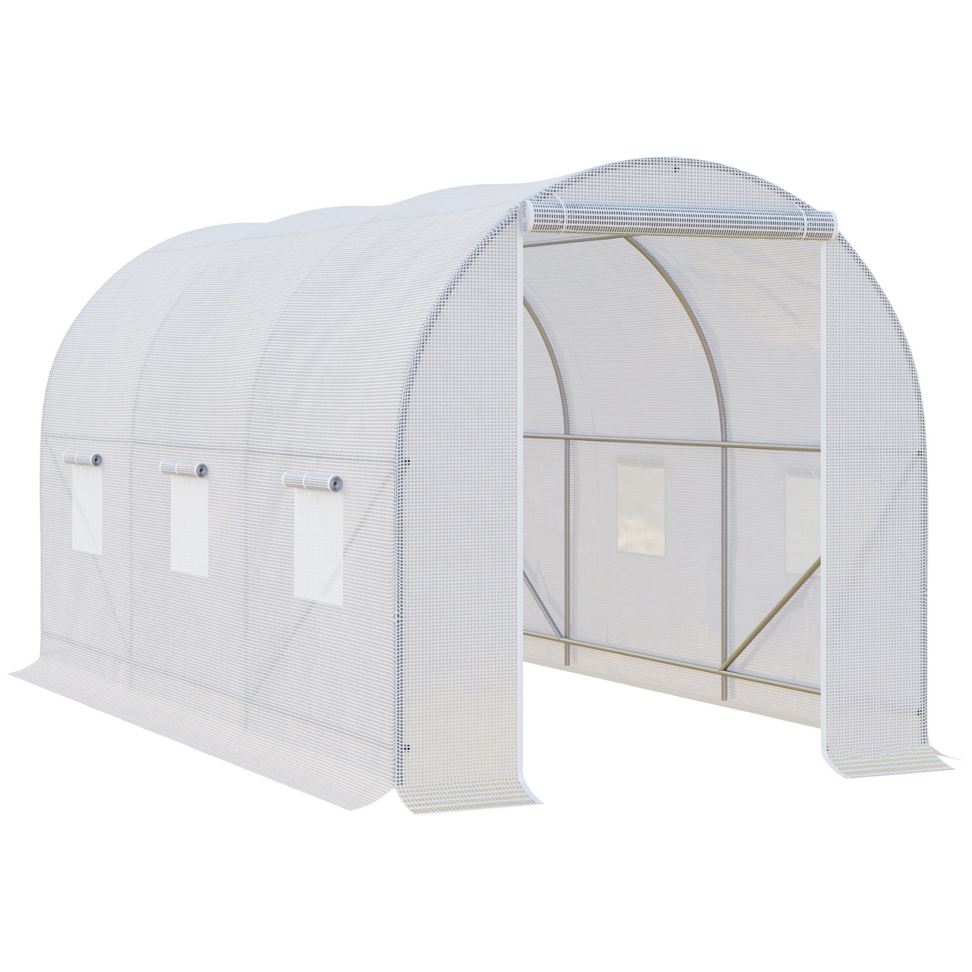 Outsunny Large Walk-in Greenhouse Poly Tunnel Galvanised Garden Plants Grow Tent  | TJ Hughes