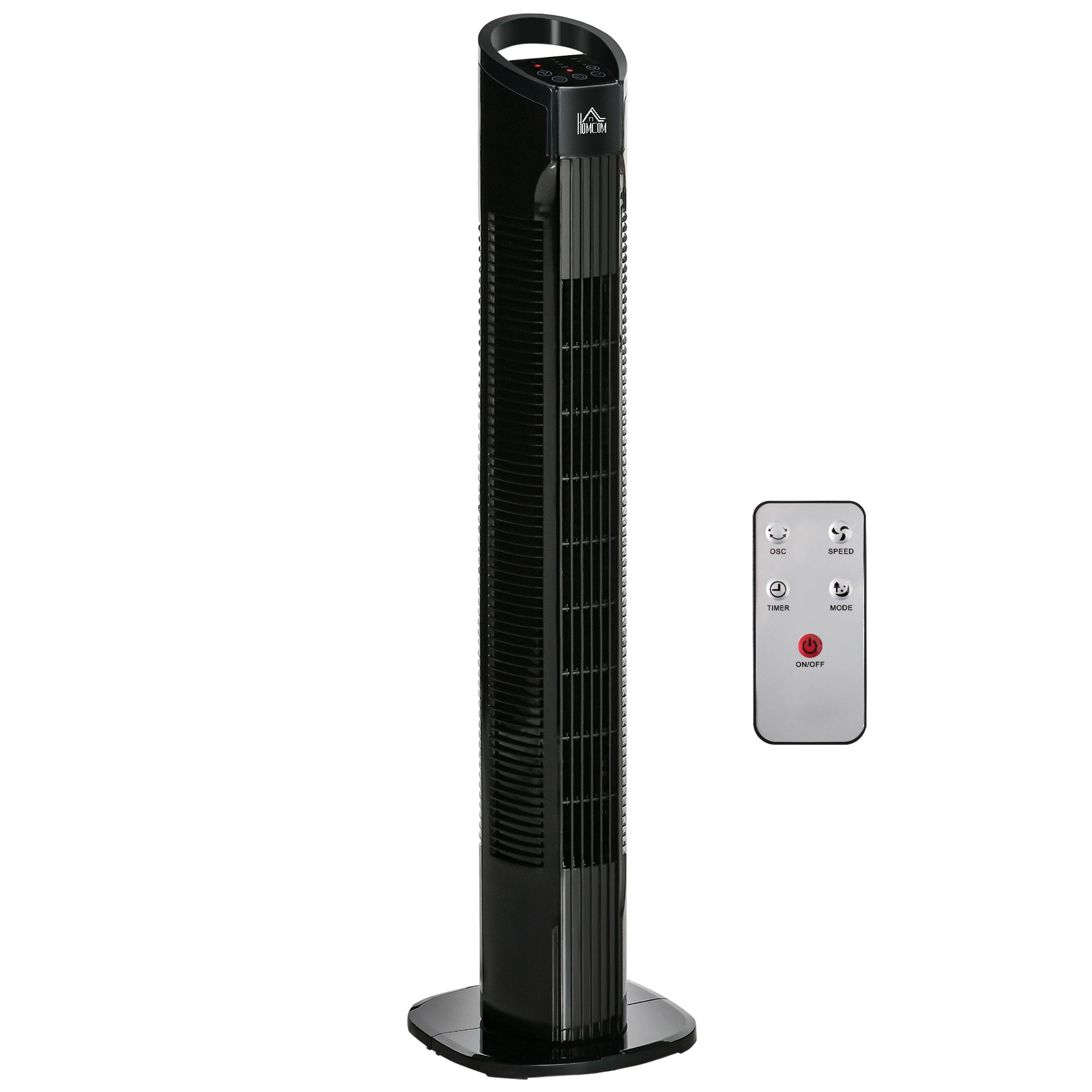 HOMCOM LED Tower Fan with 70deg Oscillation 3 Speed 3 Mode LED Panel Remote Black  | TJ Hughes