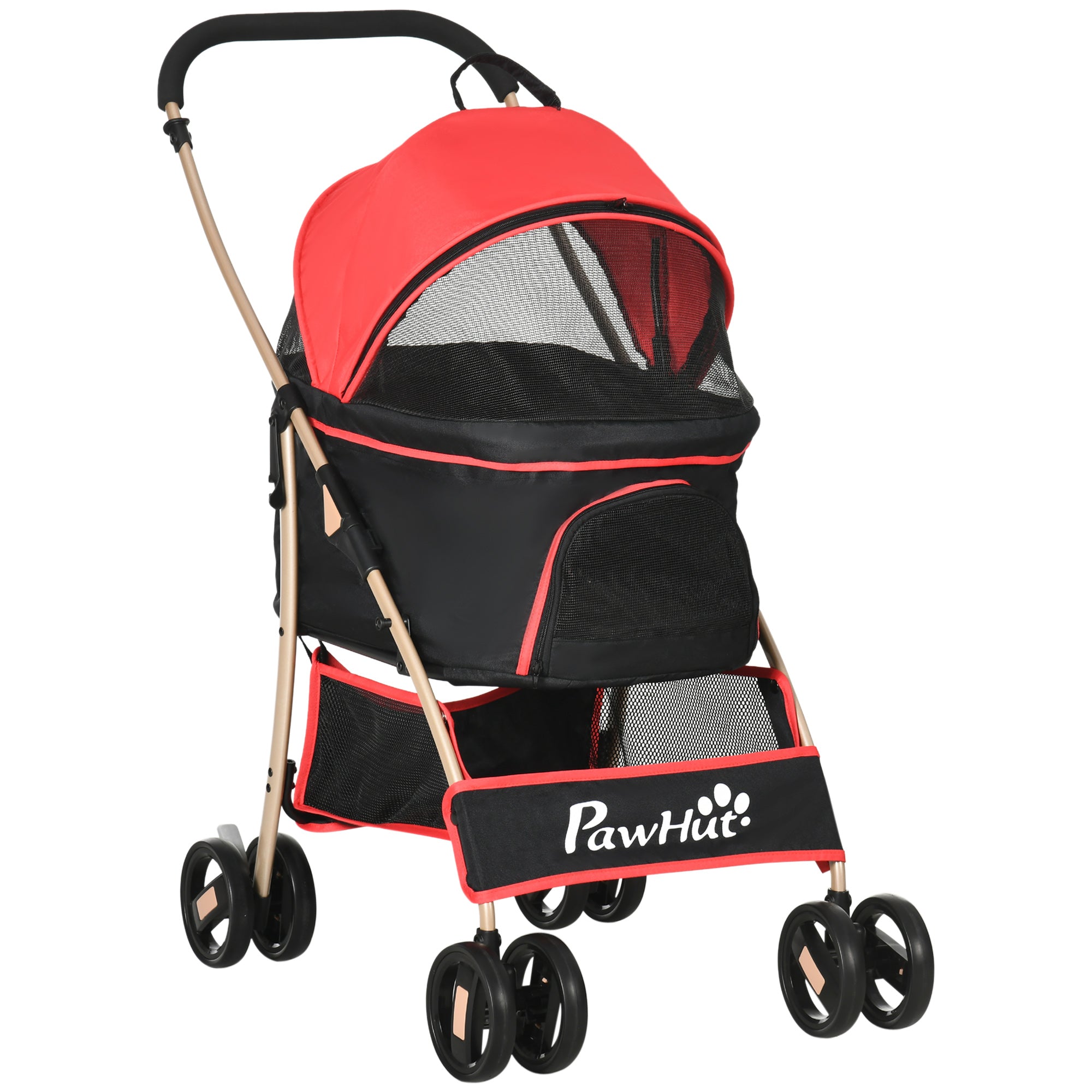 PawHut 3 In 1 Pet Stroller - Detachable Dog Cat Travel Carriage - Red  | TJ Hughes