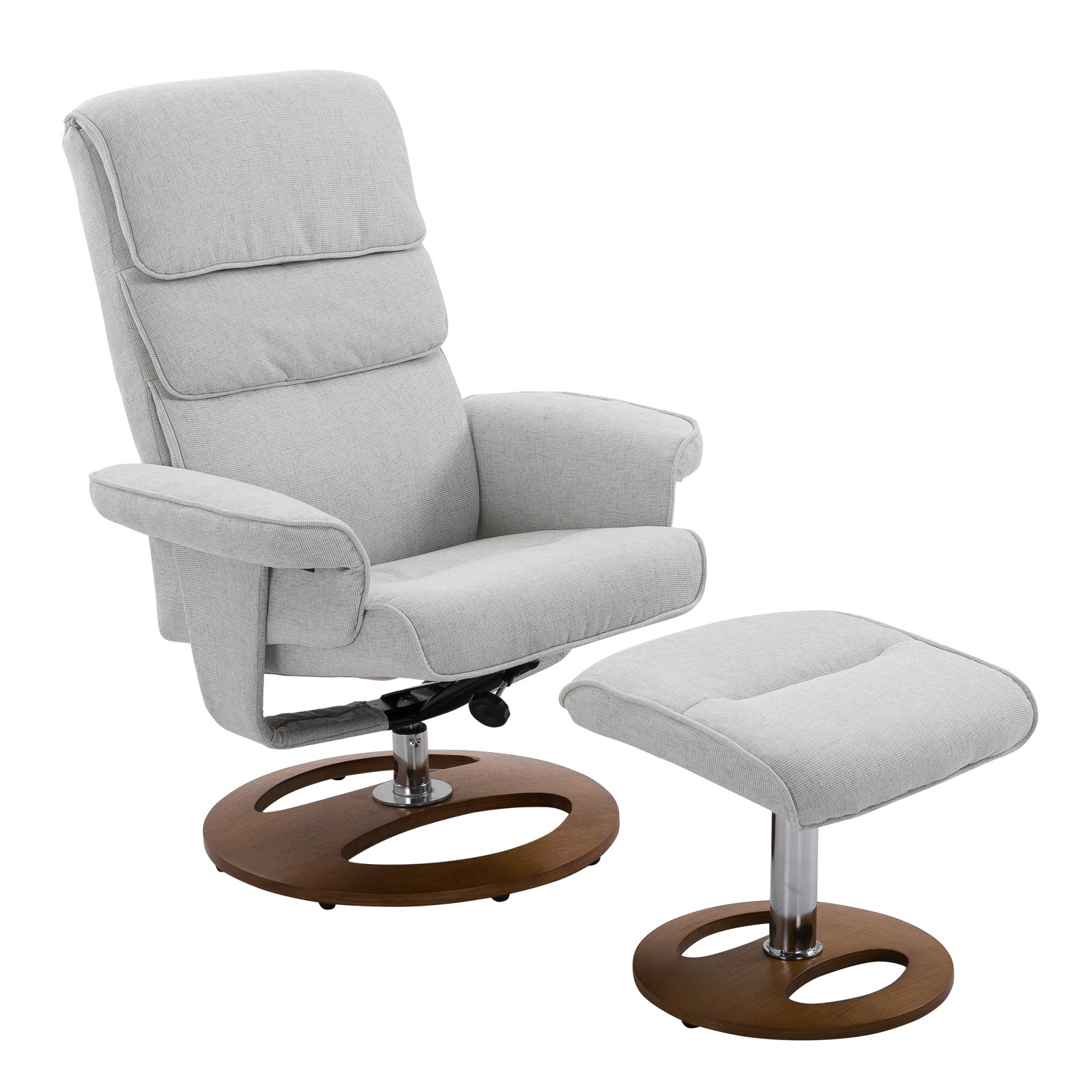 HOMCOM Recliner Chair Ottoman Set 360deg Swivel Sofa Wood Base Grey  | TJ Hughes