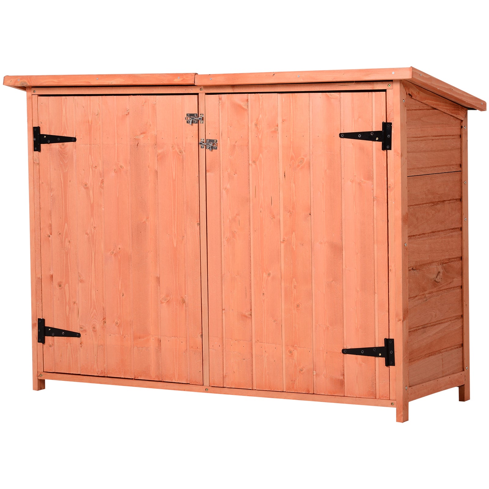 Outsunny Low Wide Wood Garden Shed Outdoor Storage w/ 2 Shelves  | TJ Hughes