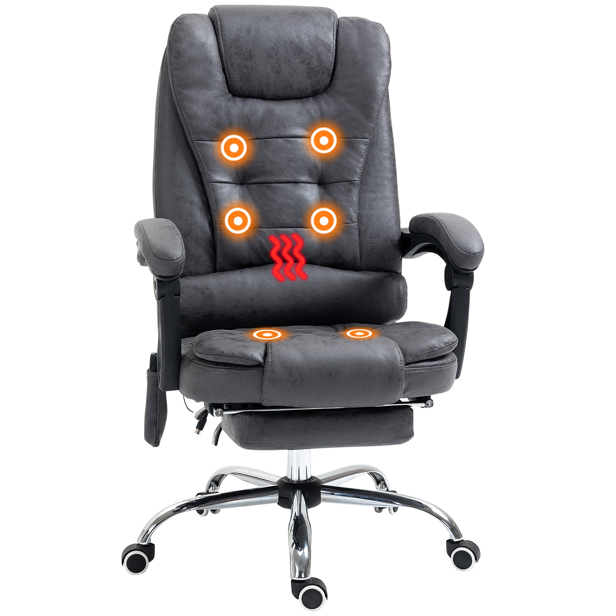 Vinsetto Ergonomic Heated 6 Points Vibration Massage Office Chair Dark Grey  | TJ Hughes