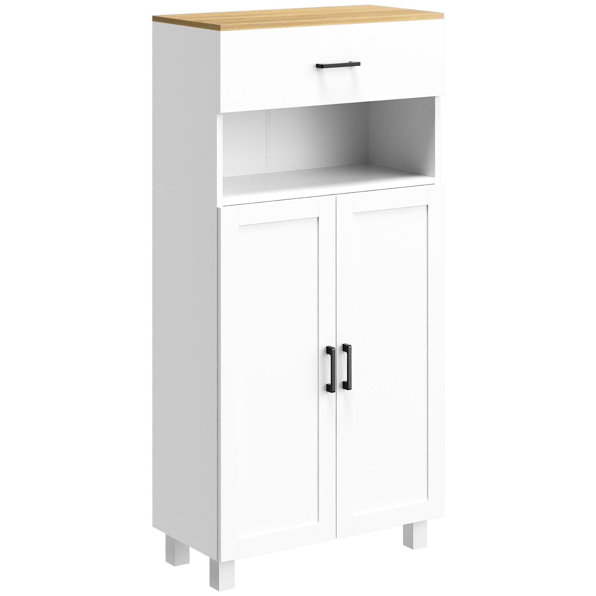 HOMCOM Kitchen Cupboard Storage Cabinet with Drawer - Countertop - White  | TJ Hughes