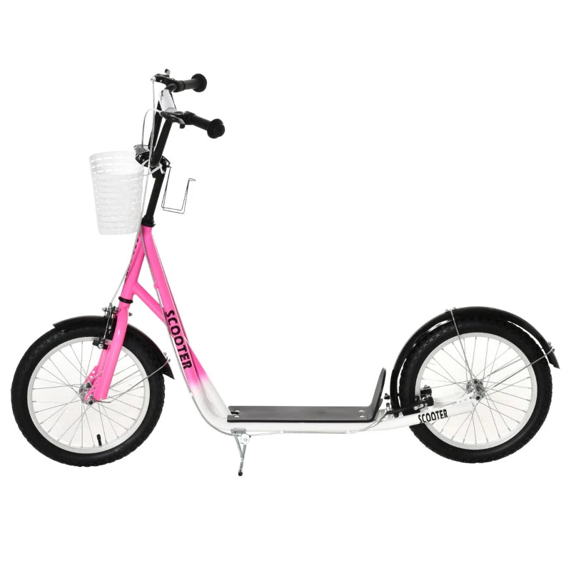 HOMCOM Childrens Scooter with Backet & Brakes - Pink  | TJ Hughes