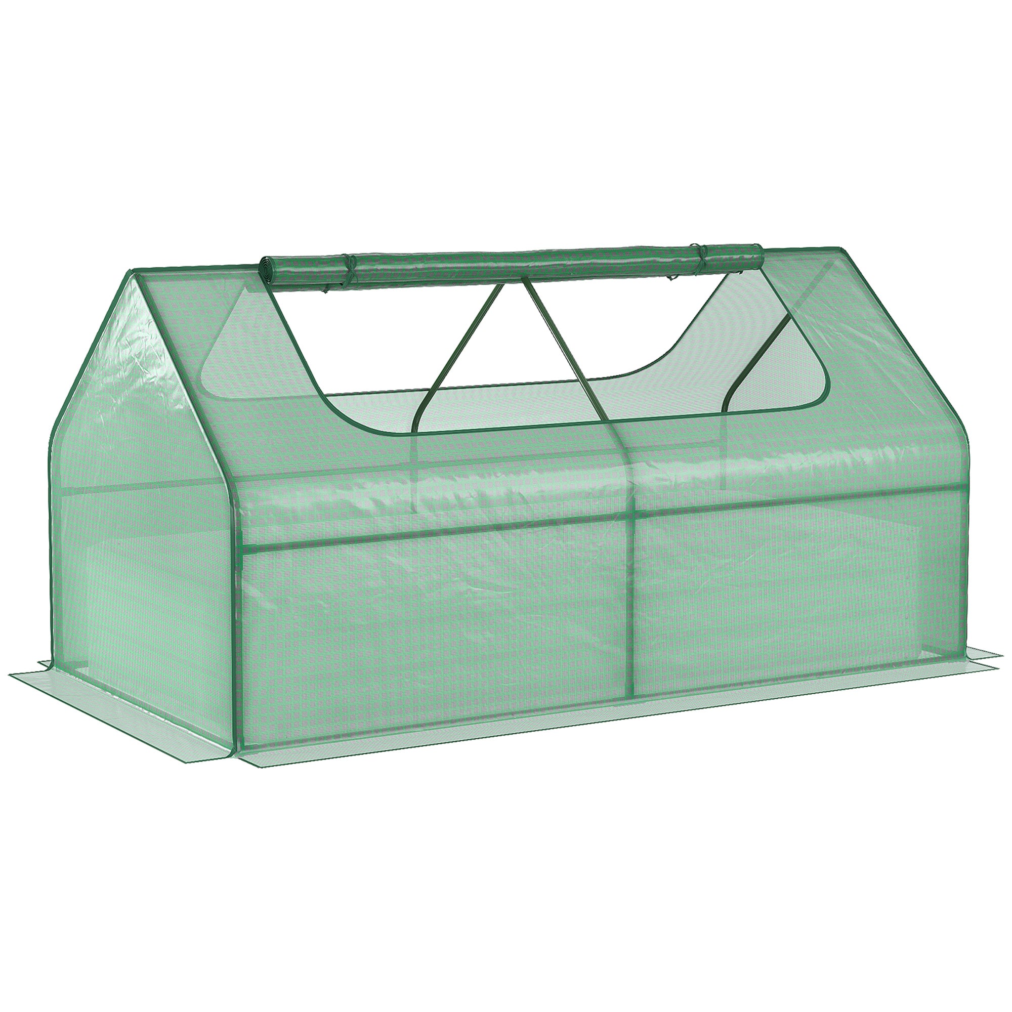 Outsunny Raised Garden Bed Planter Box with Greenhouse - Large Window - Green  | TJ Hughes Grey