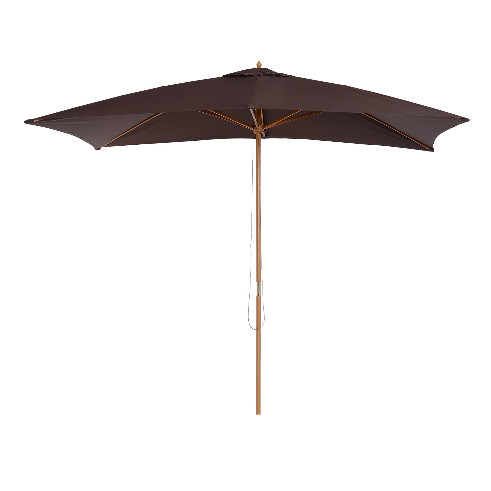 Outsunny Wooden Garden Parasol Sun Shade Patio Umbrella Canopy Dark Coffee  | TJ Hughes
