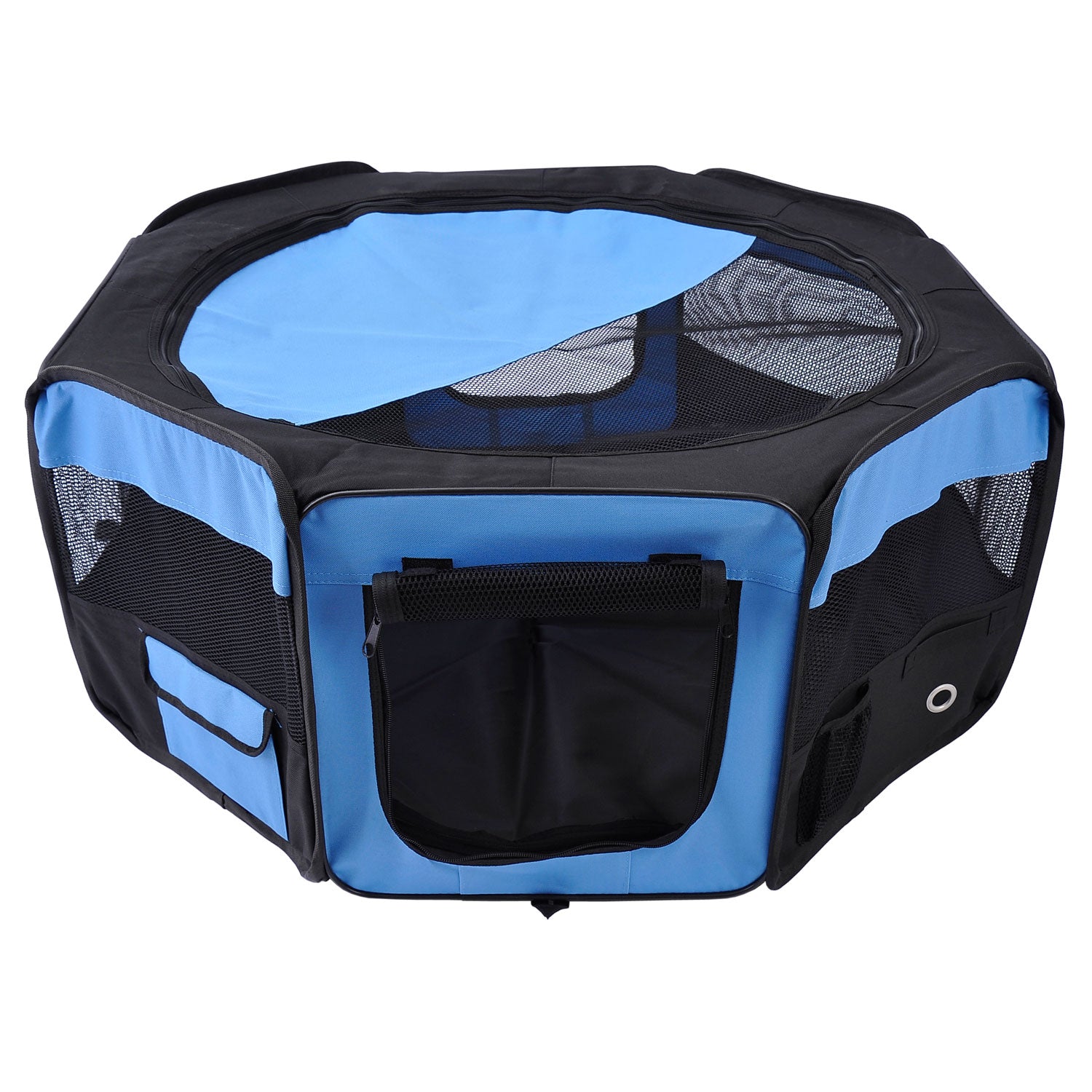 Fabric Pet Puppy Dog Cat Rabbit Pig  Playpen Play Pen Run Blue Black 37x37x95cm - PawHut  | TJ Hughes