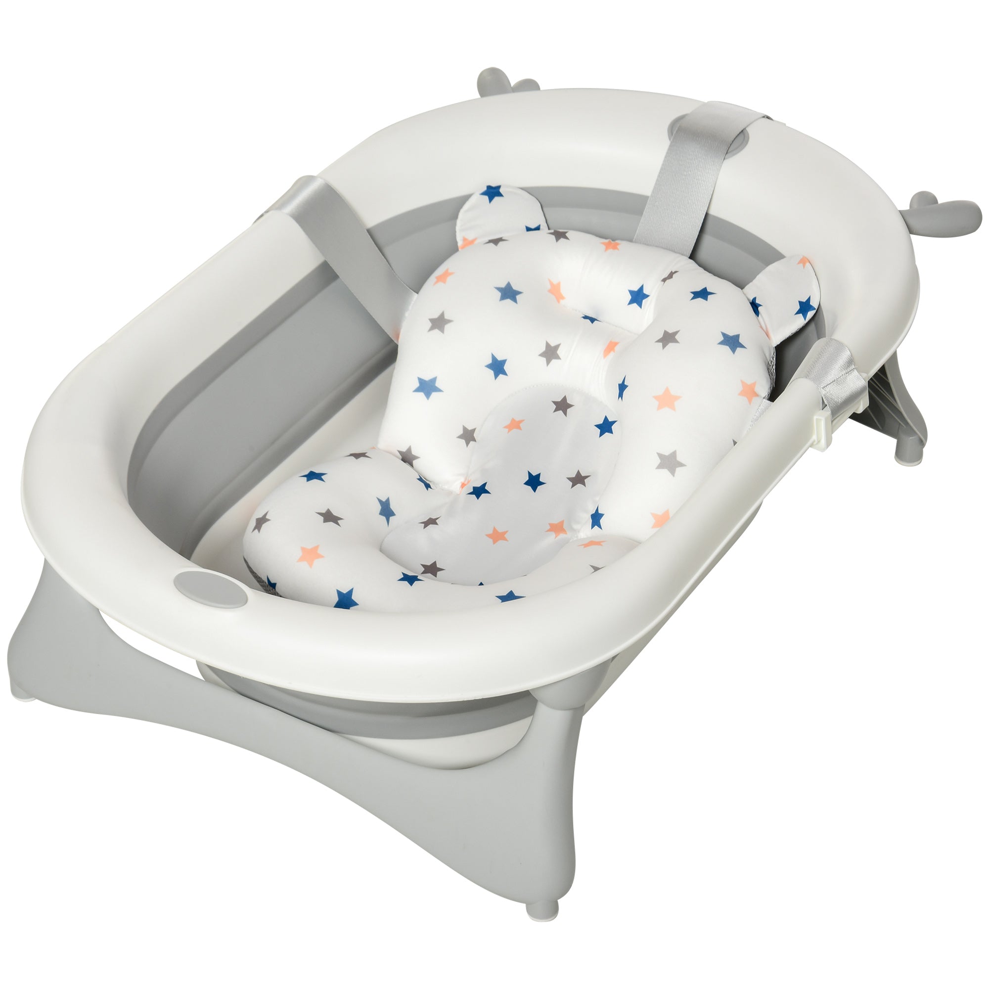 HOMCOM Foldable Baby Bath Tub Ergonomic with Temperature-Induced Water Plug  | TJ Hughes